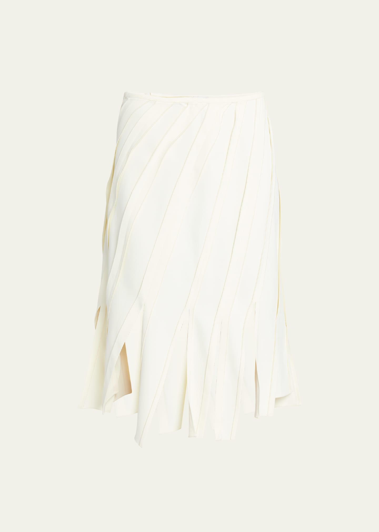 Fluid Stretch Striped Asymmetric Cutaway Midi Skirt