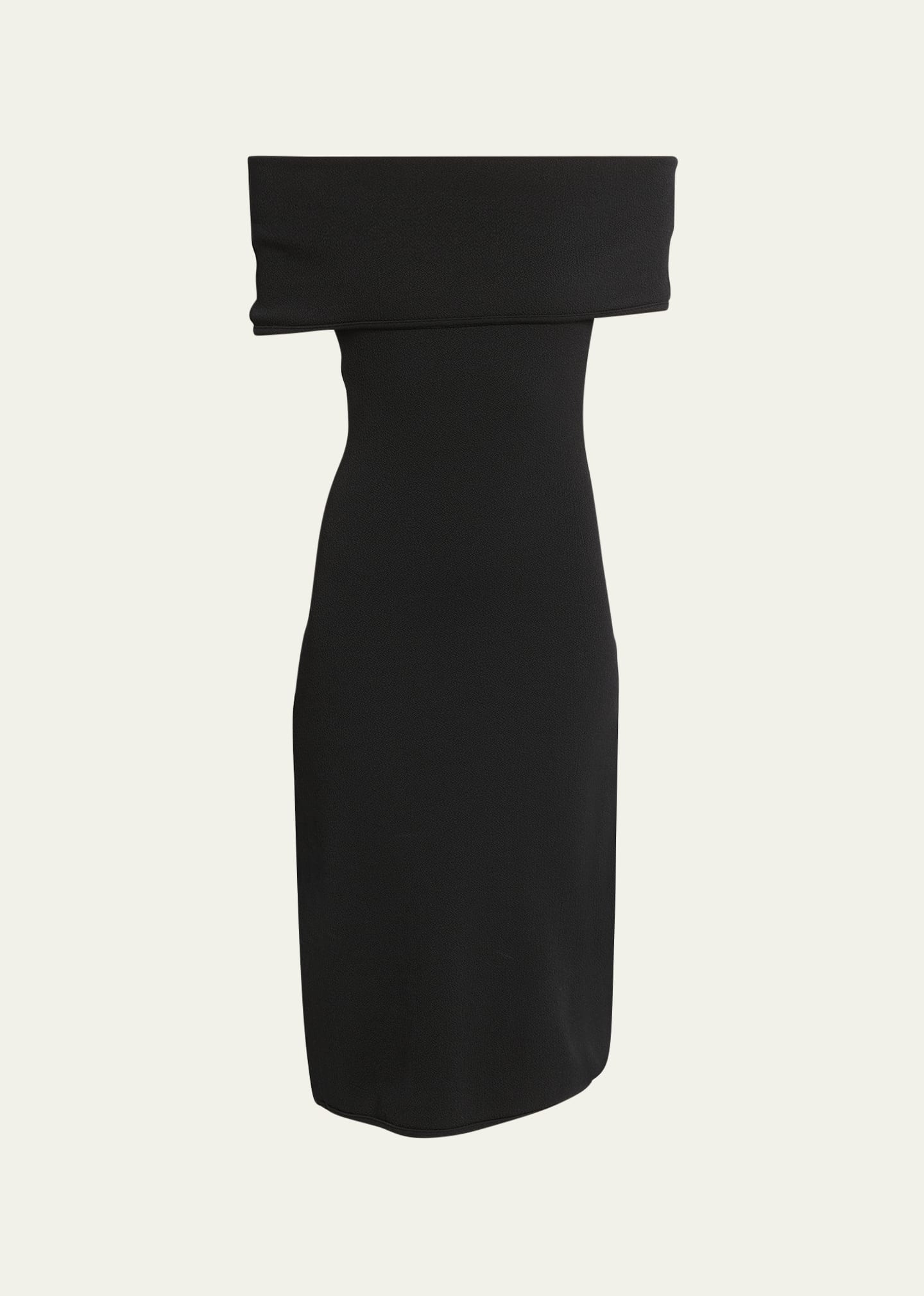 Shop Bottega Veneta Textured Nylon Off-shoulder Midi Dress In Nero