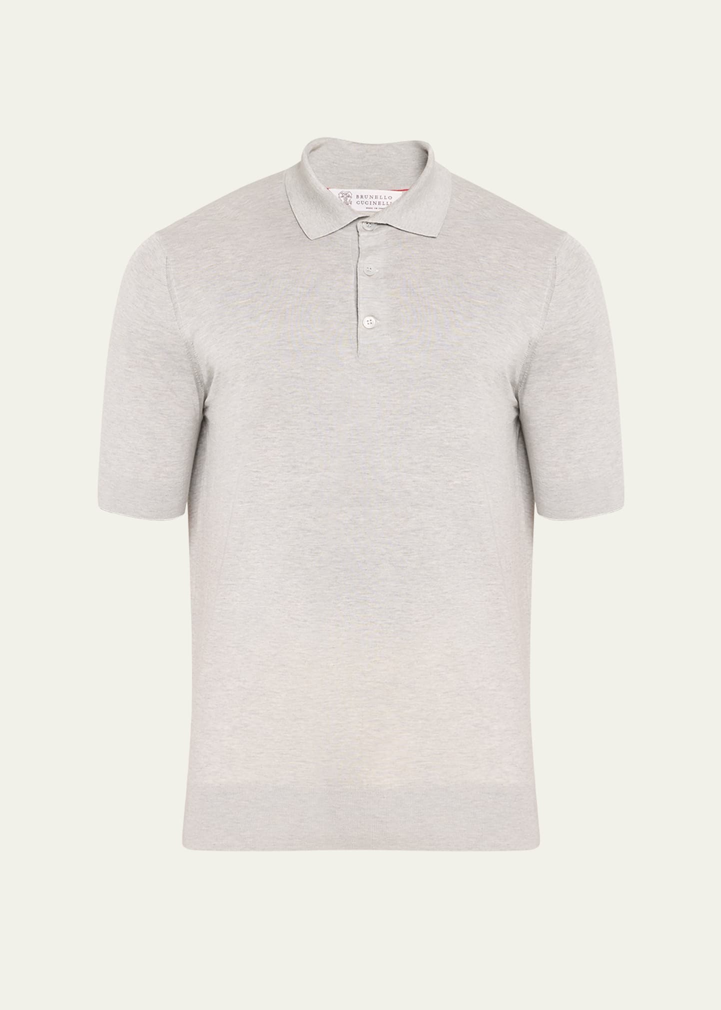 Shop Brunello Cucinelli Men's Cotton-silk Polo Shirt In C1395 Lt Grey
