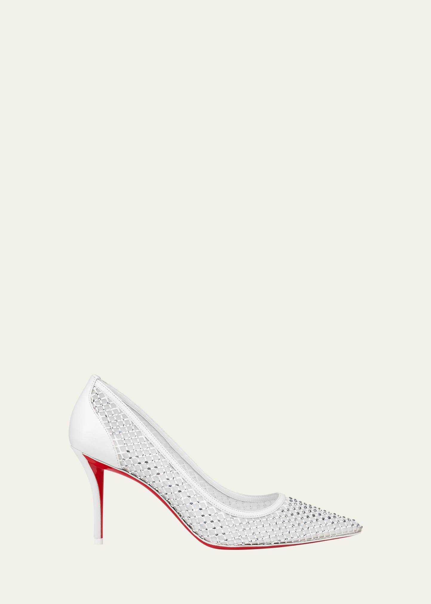 Christian Louboutin Apostropha Mesh Strass Red Sole Pumps In White