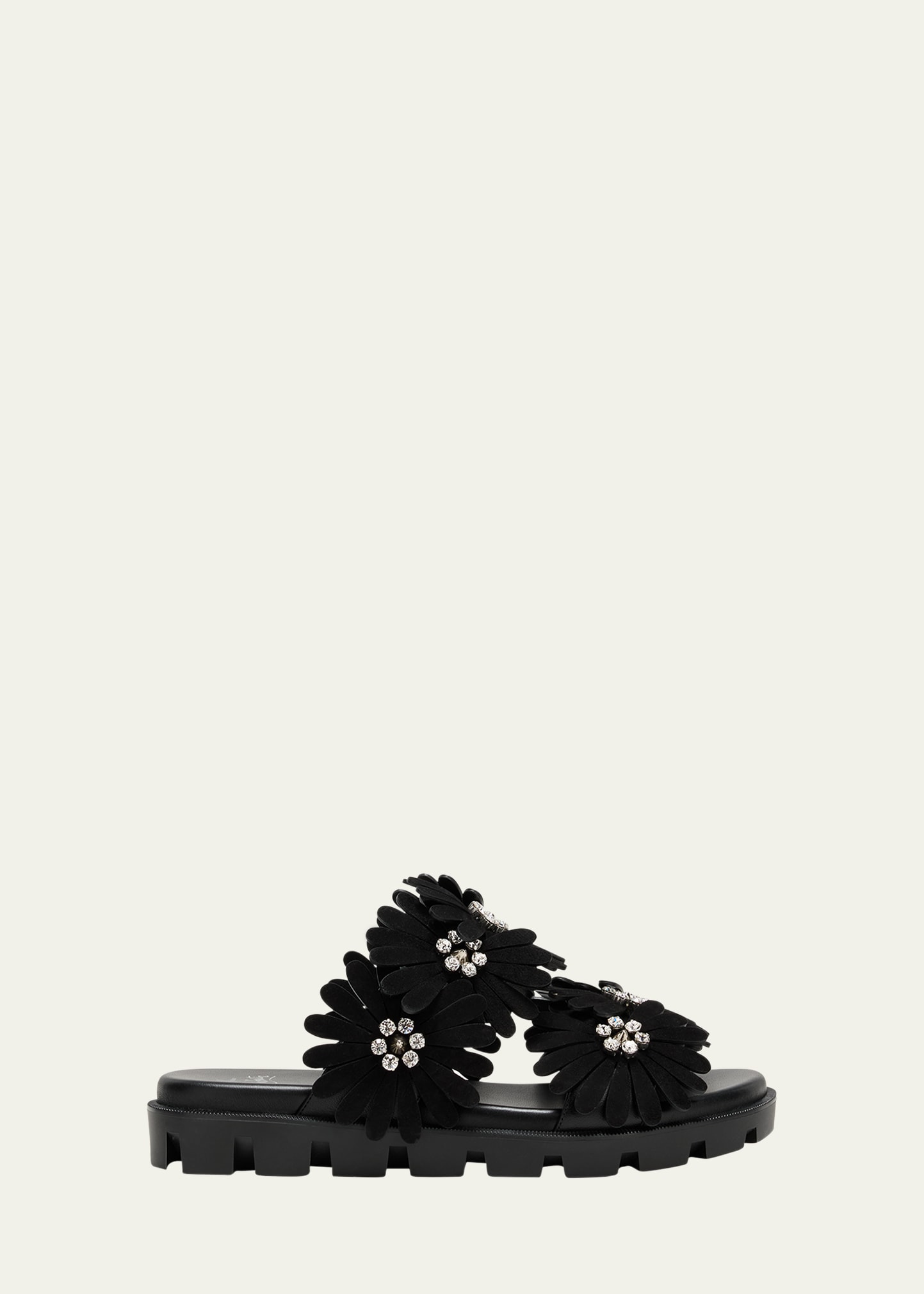 Christian Louboutin Flora Leather Easy Slide Sandals In Blacklin Black