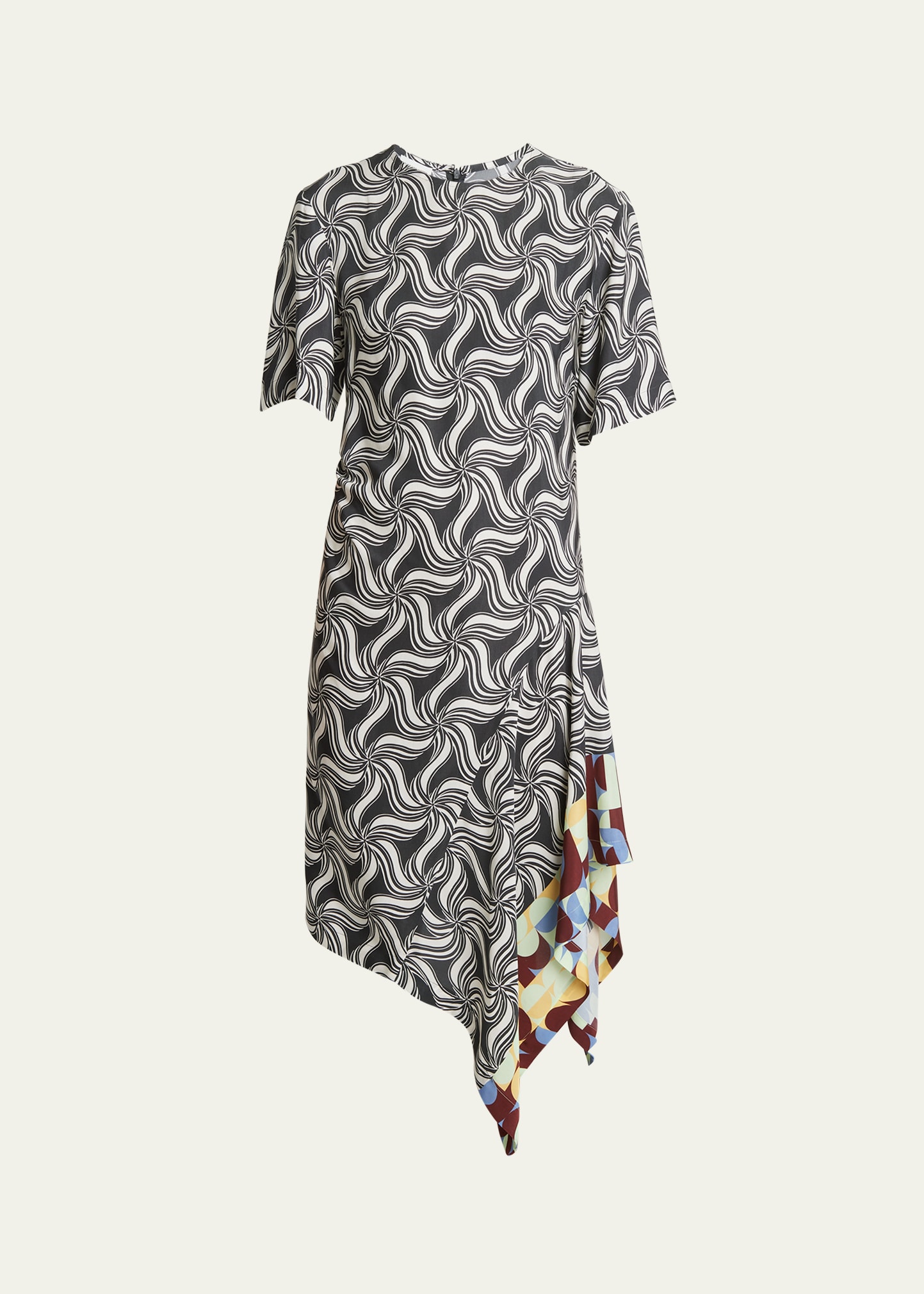Diana Illusion Printed Asymmetric Midi Dress