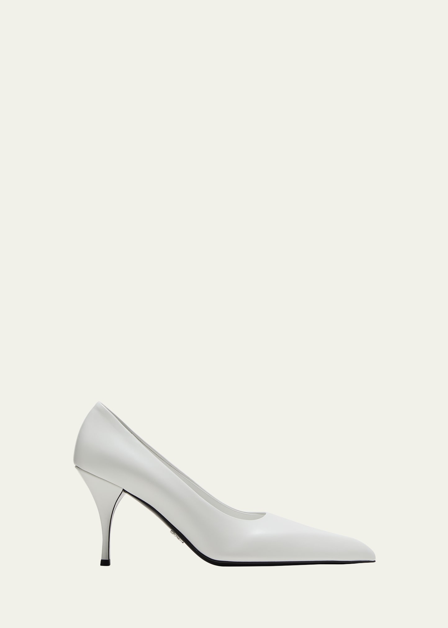 Prada Leather Pumps With Pointed Toe And Stiletto Heel In Bianco