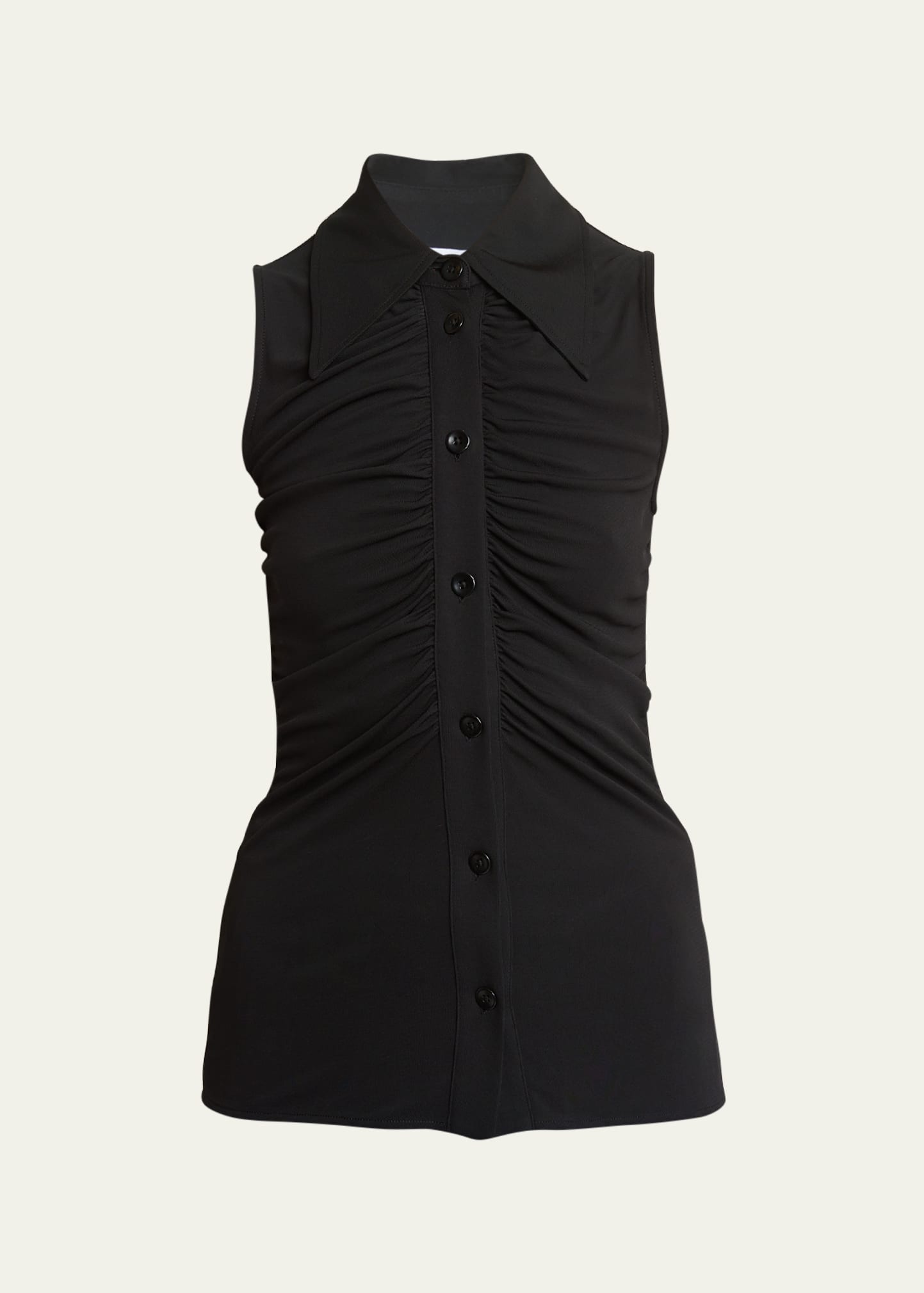 Shop Proenza Schouler White Label Florence Sleeveless Button-front Crepe-jersey Top In Black