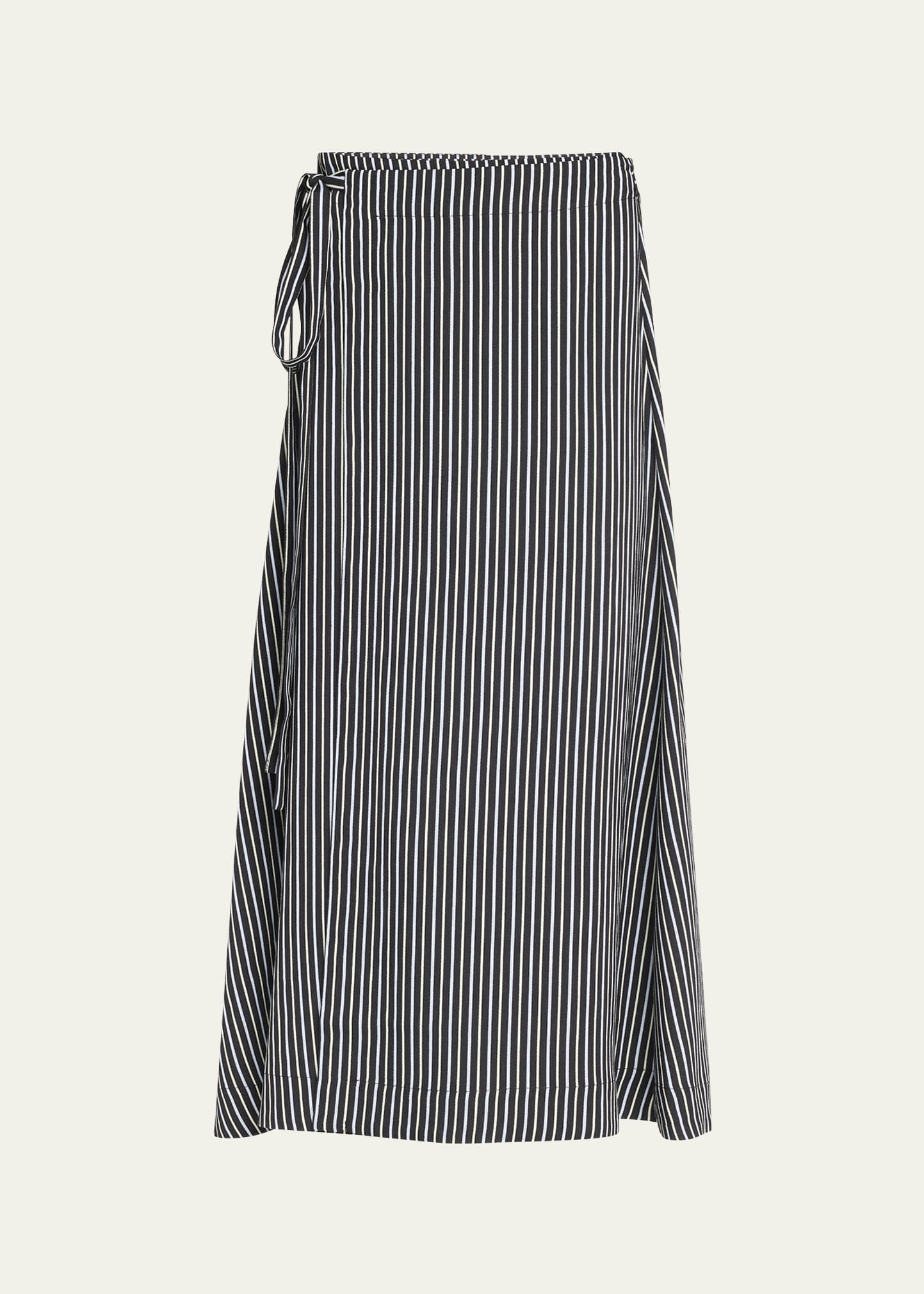 Proenza Schouler White Label Georgie Striped A-line Midi Skirt In Black/pistachio M