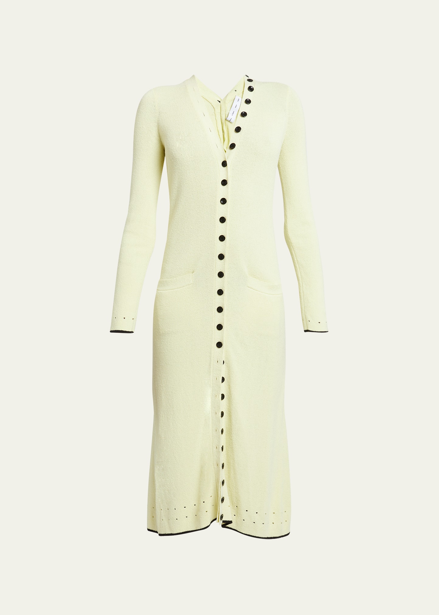 Proenza Schouler White Label Cameron Long-sleeve Knit Button-front Dress In Citrine