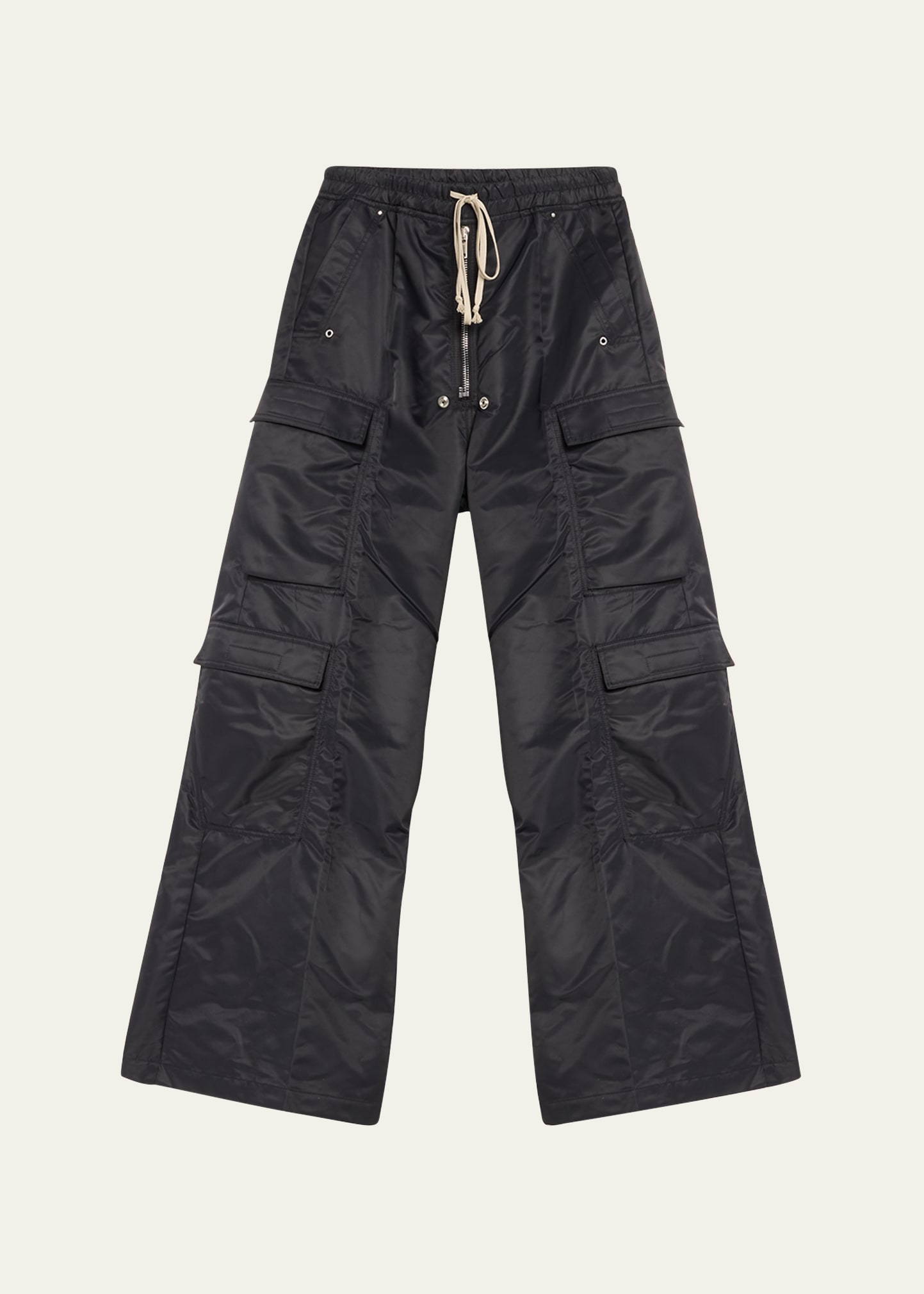 Shop Drkshdw Rick Owens Men's Nylon Double Cargo Jumbo Bela Pants In Black