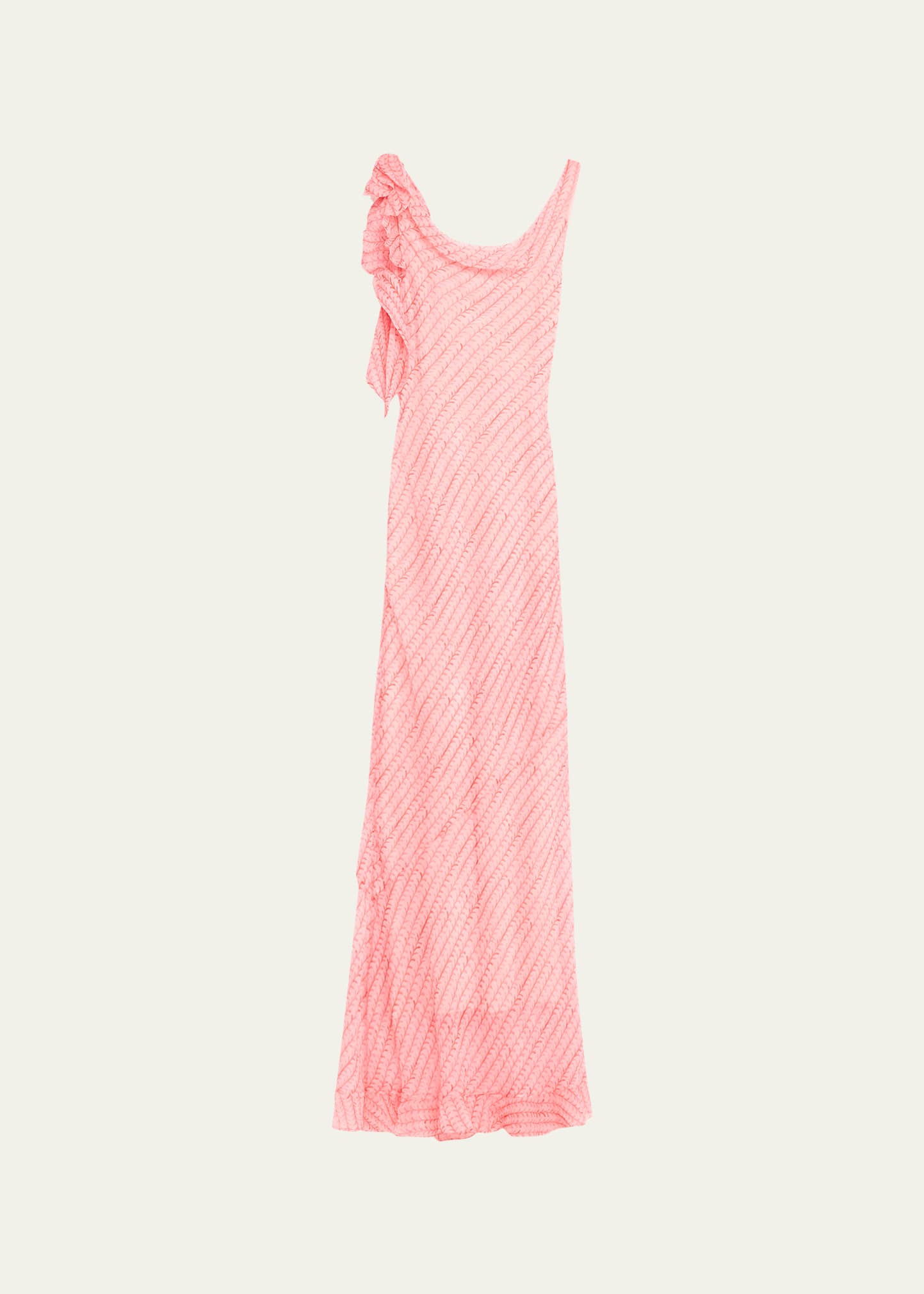 Saloni Asher-b Silk Frill Sleeveless Printed Dress In 2125-stem Rose