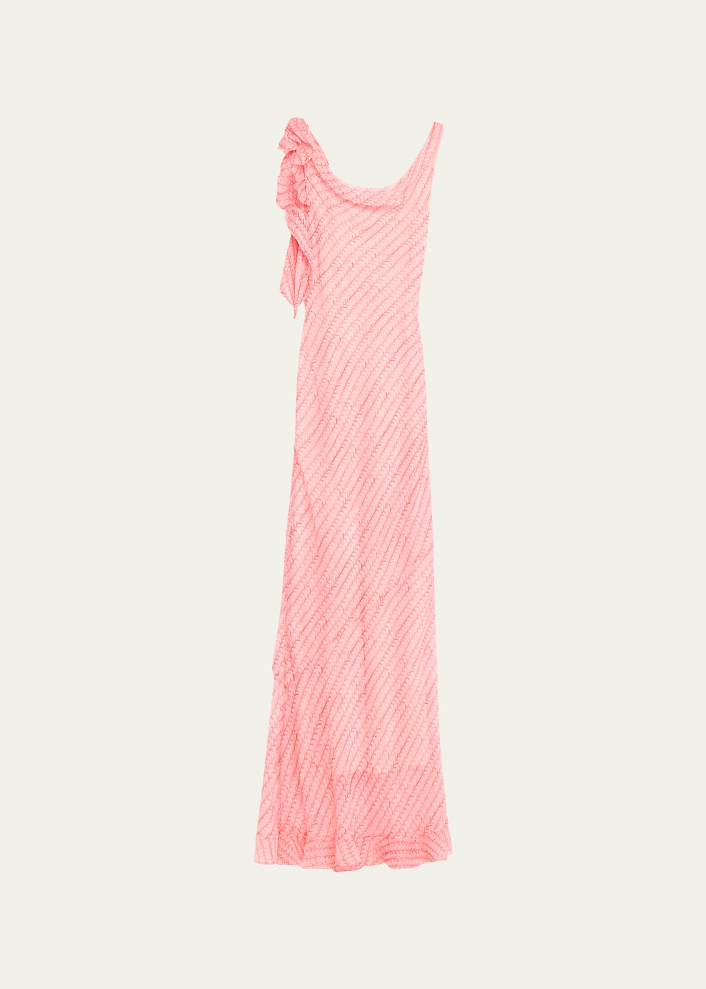 Saloni Asher B Ruffled Printed Silk-chiffon Maxi Dress In 2125-stem Rose