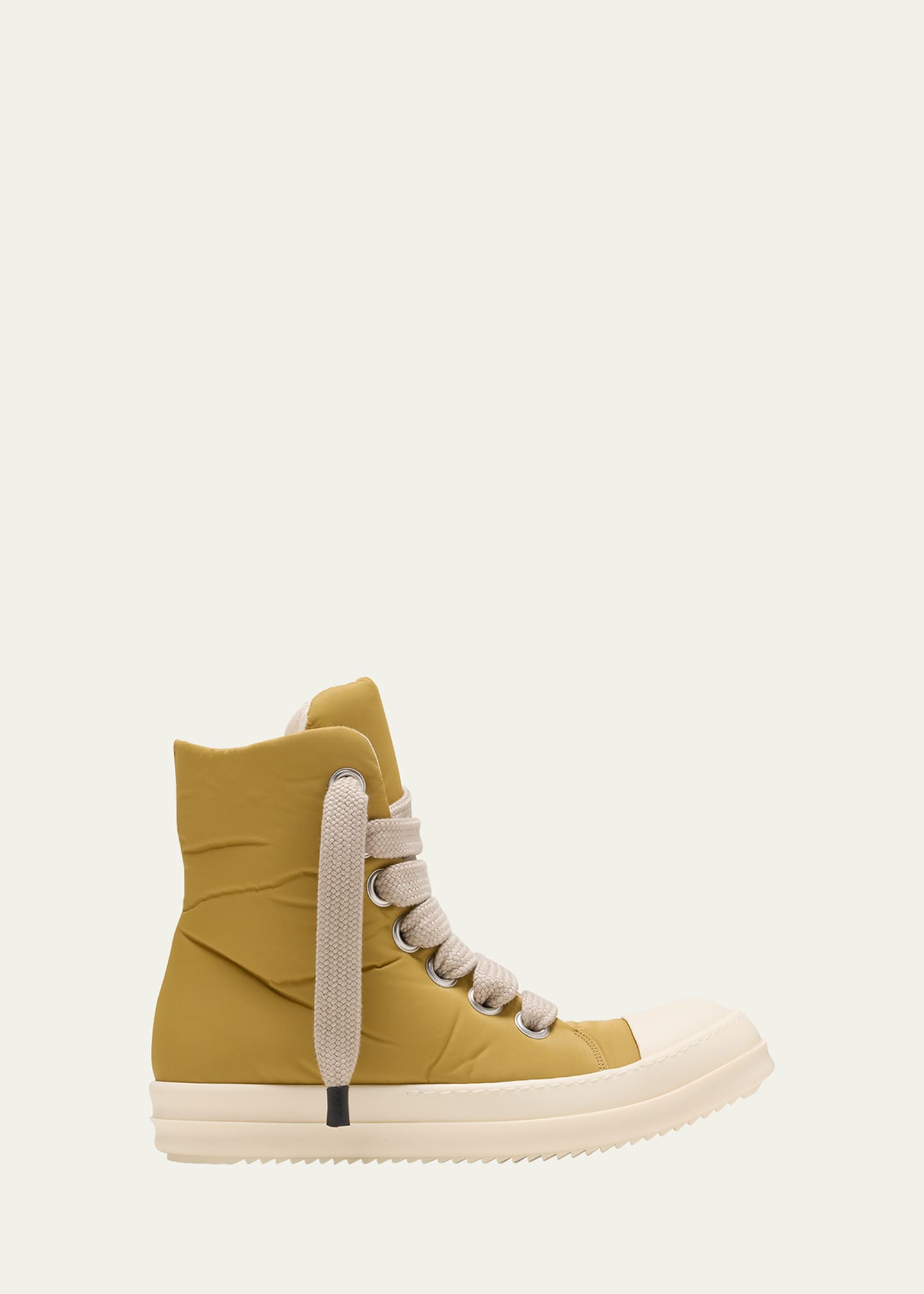 Drkshdw Rick Owens Men's Jumbo Lace Puffy Nylon High-top Sneakers In Yellow