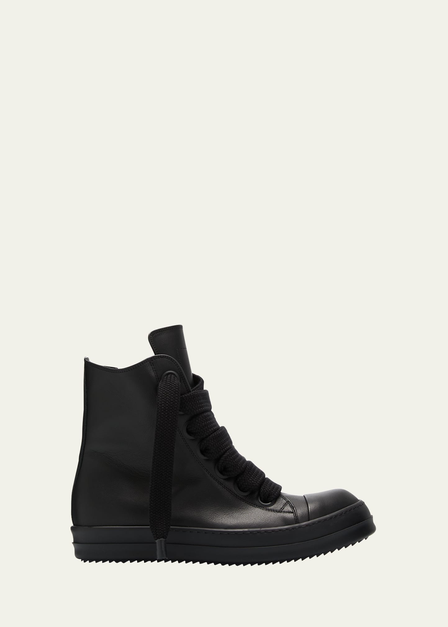 Rick Owens Men's Jumbo Laced Leather High-top Sneakers In Black