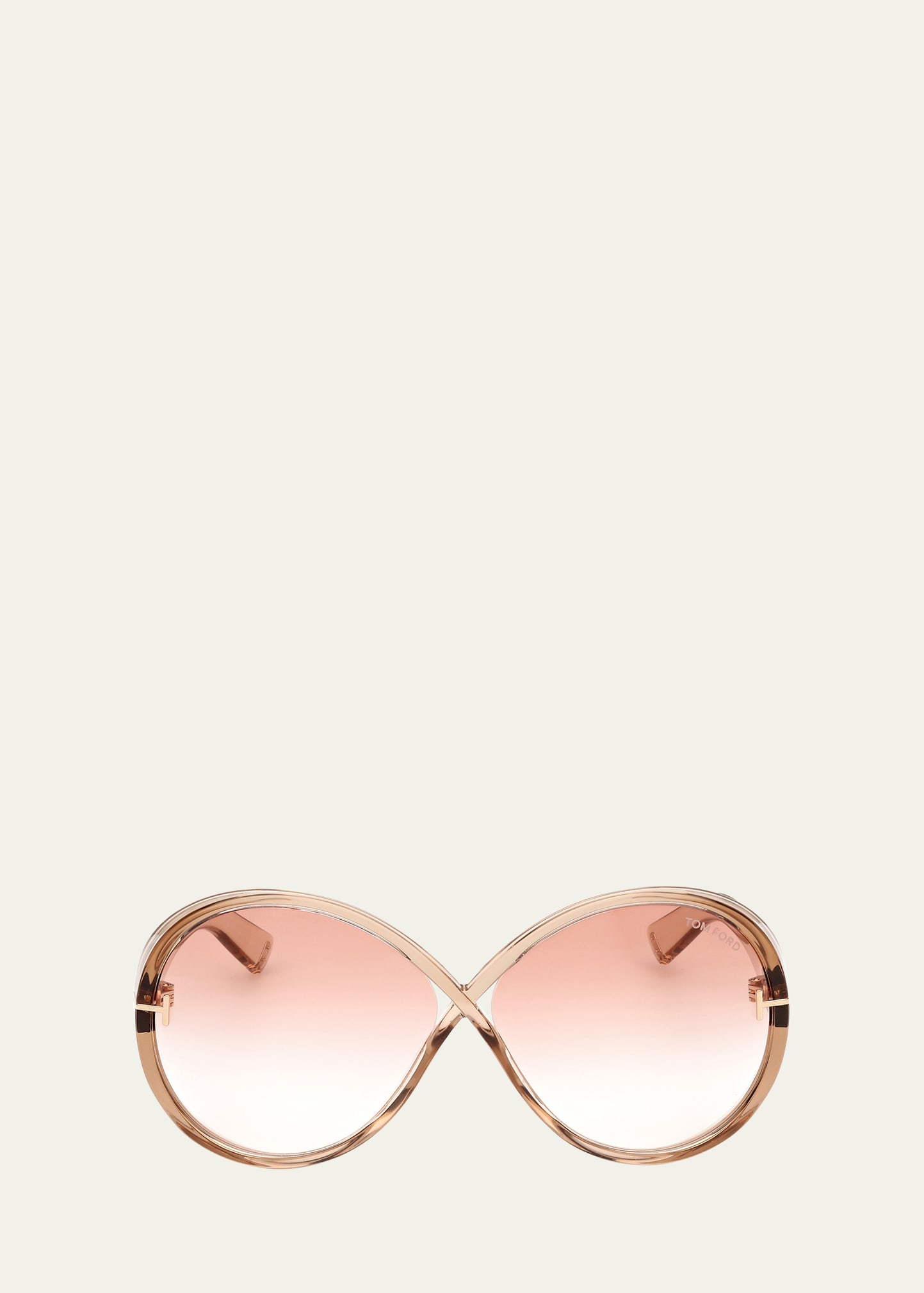 Shop Tom Ford Edie Acetate Round Sunglasses In Brown