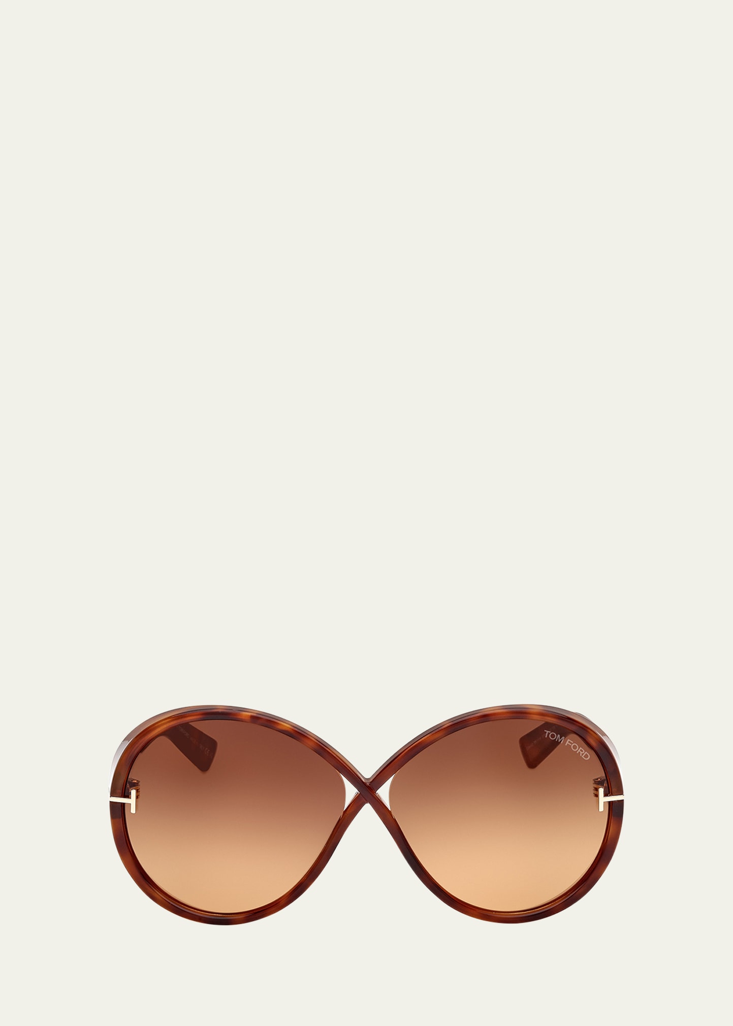 Shop Tom Ford Edie Acetate Round Sunglasses In Colhav/brng