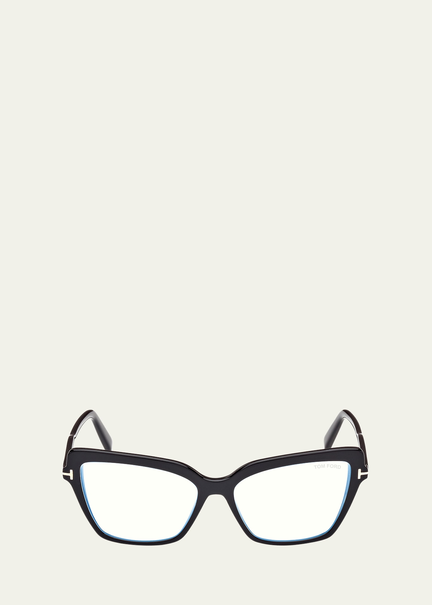 Shop Tom Ford Blue Light Blocking Acetate Cat-eye Glasses In Black