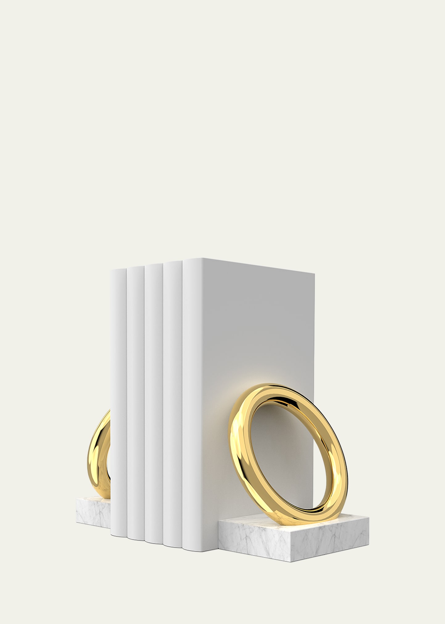Anna New York Marble Ring Bookends, Set Of 2 In Marble&amp;gold