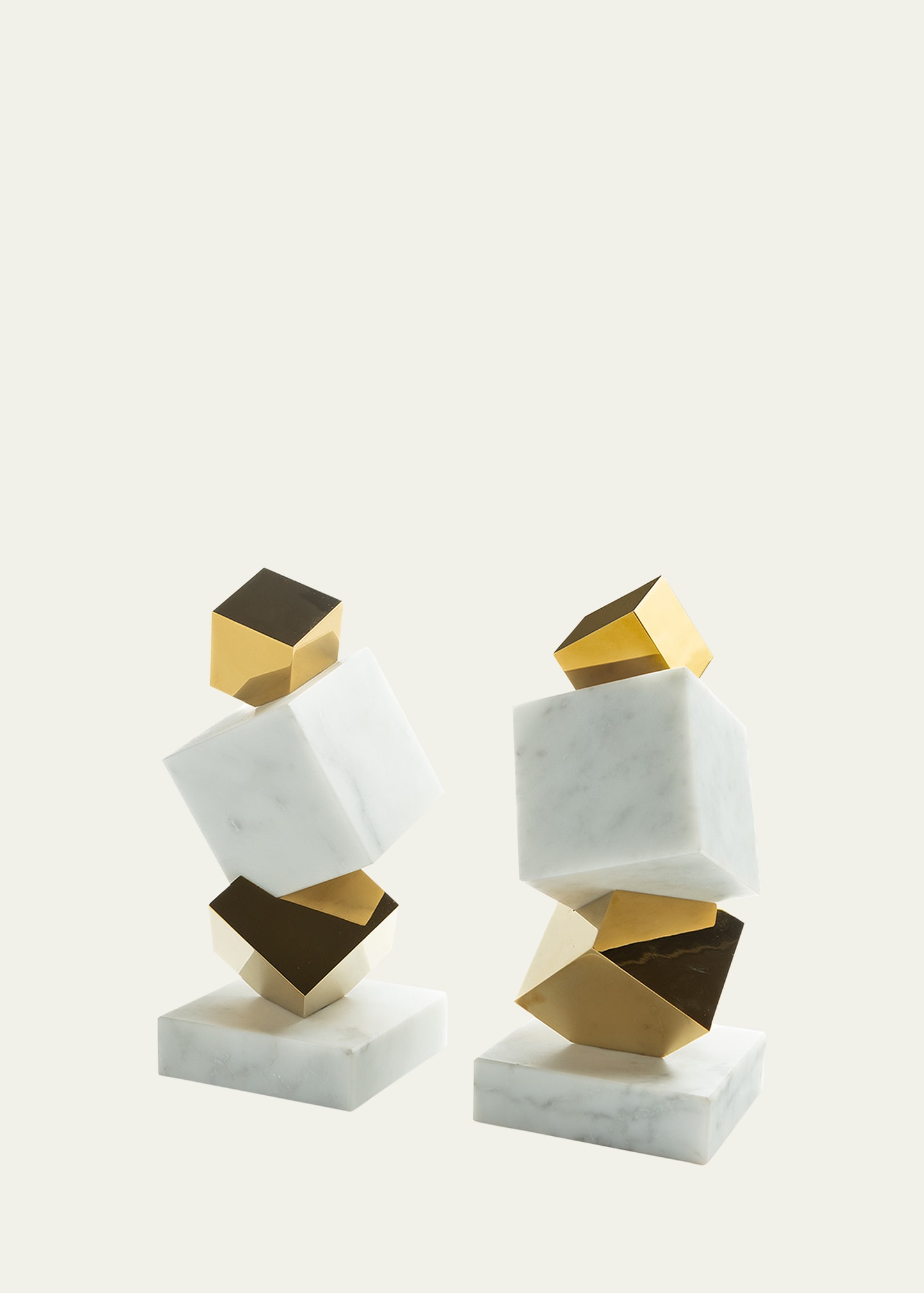 Anna New York Marble Torre Objet In Marble&amp;gold