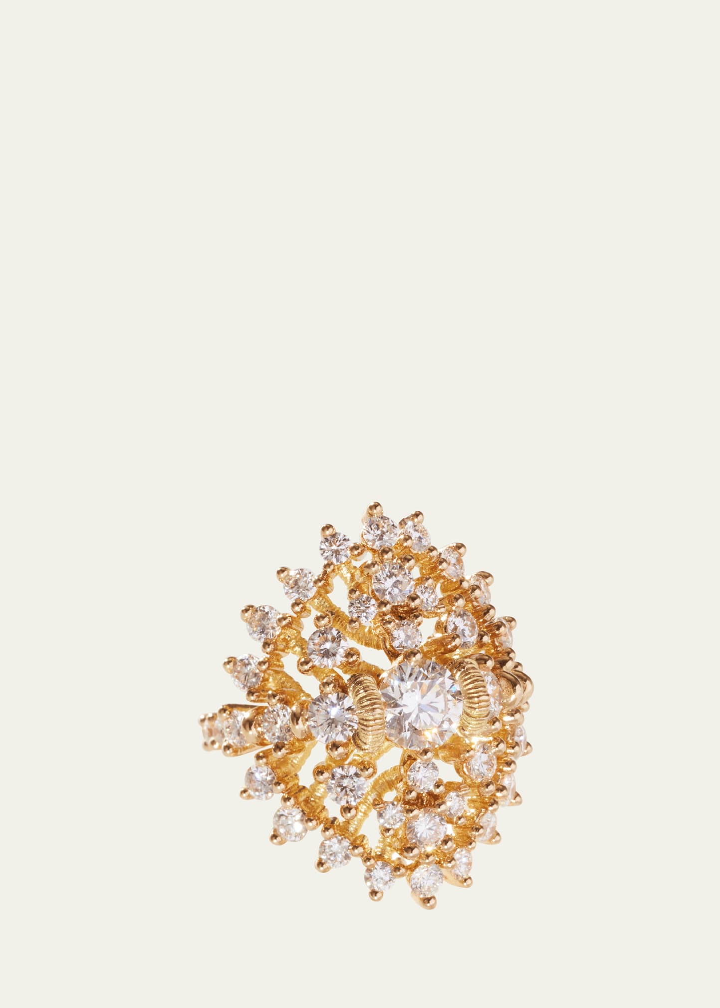 Oscar Massin Souveraine Beaded 18k Recycled Yellow Gold Lab Grown Diamond Statement Ring, 3.8tcw