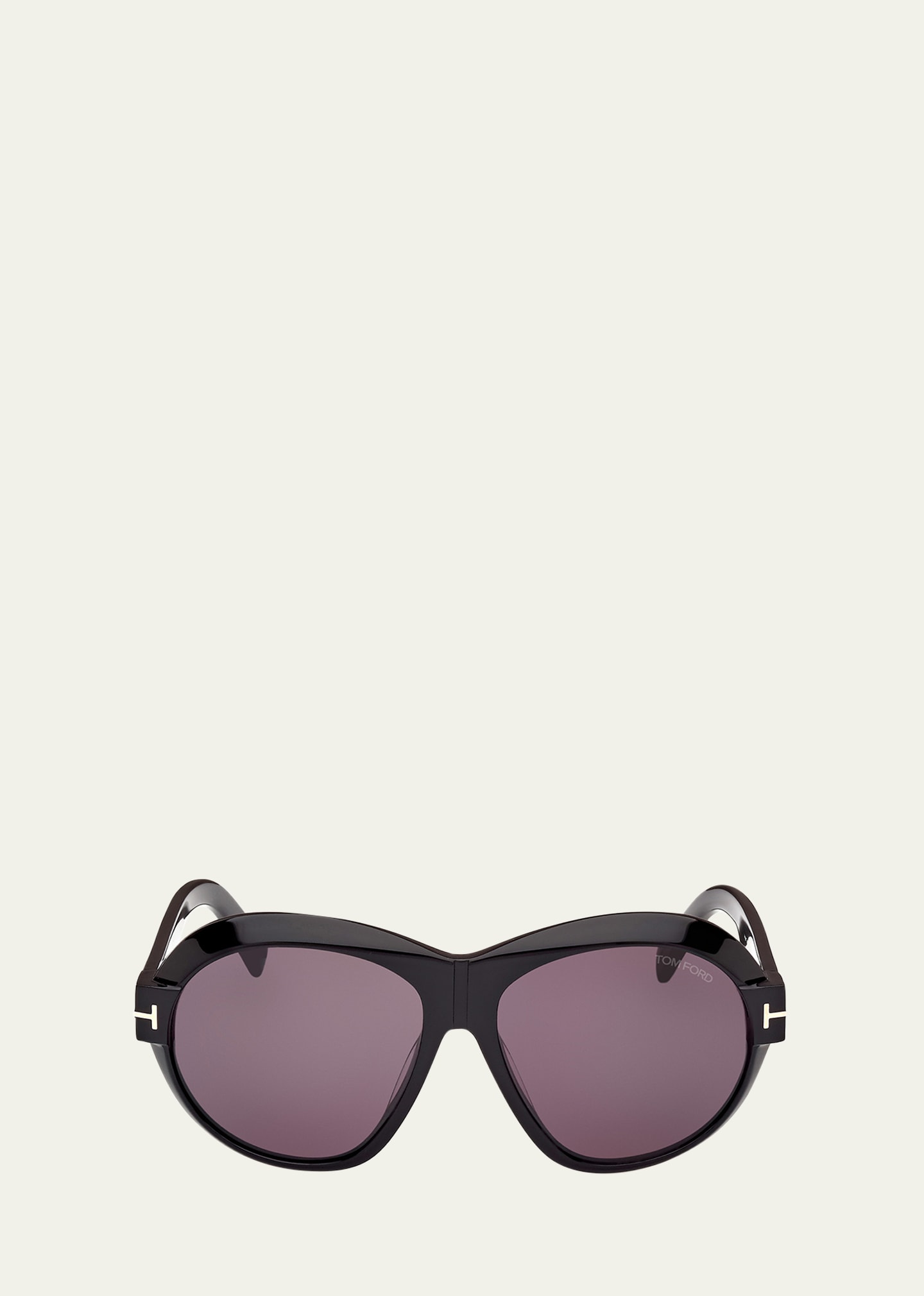 Shop Tom Ford Inger Acetate Round Sunglasses In Black