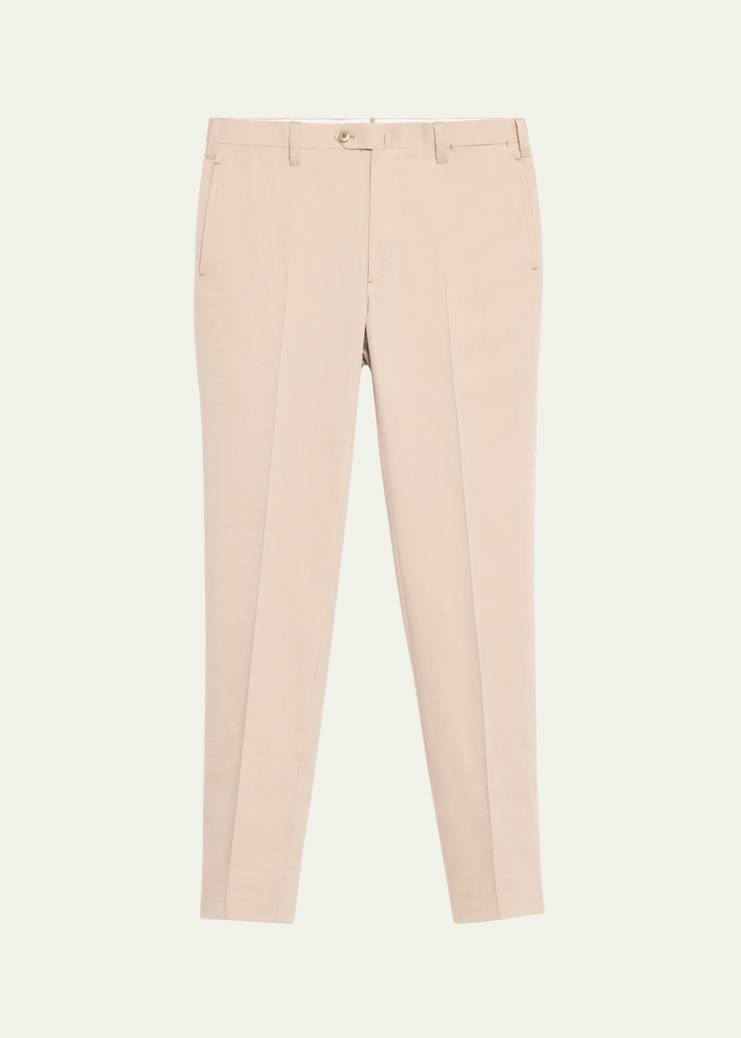 Shop Cesare Attolini Men's Flat-front Twill Trousers In N21-tan