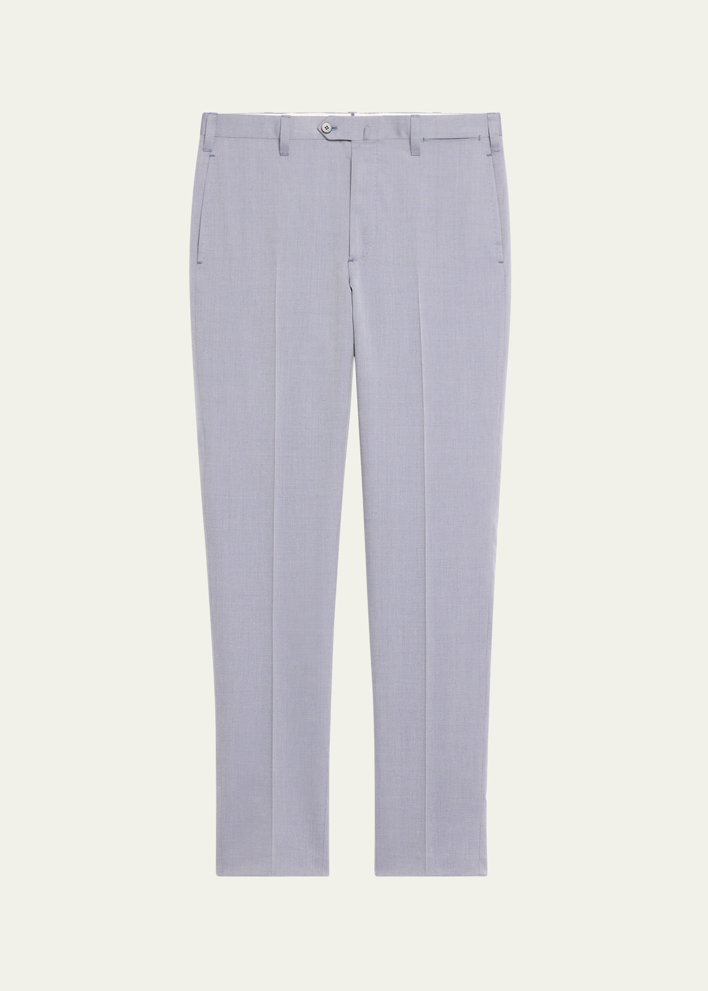Shop Cesare Attolini Men's Flat-front Twill Trousers In B23-blue