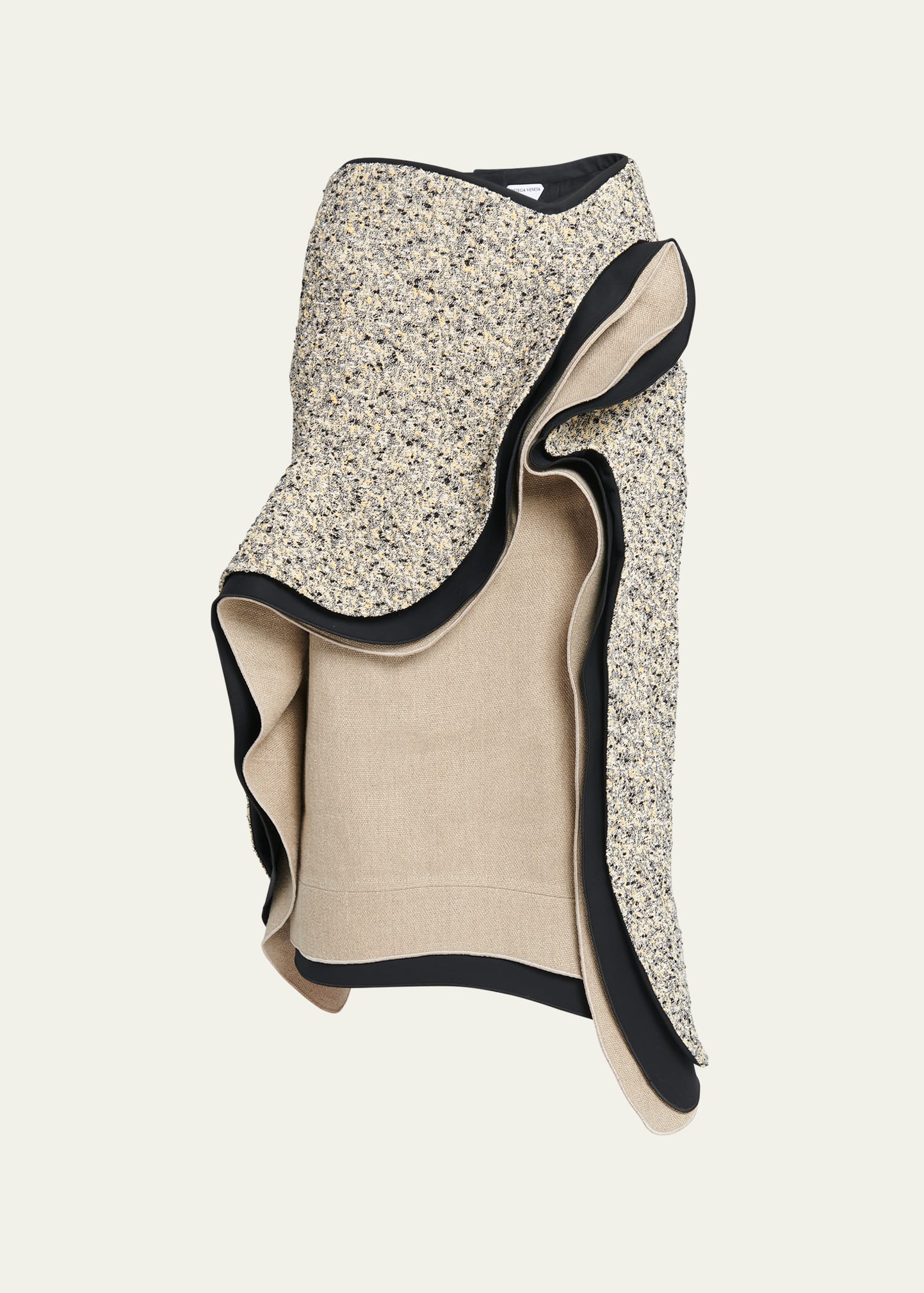 Shop Bottega Veneta Terrazo Ruffle Asymmetric Midi Skirt In Multiyello