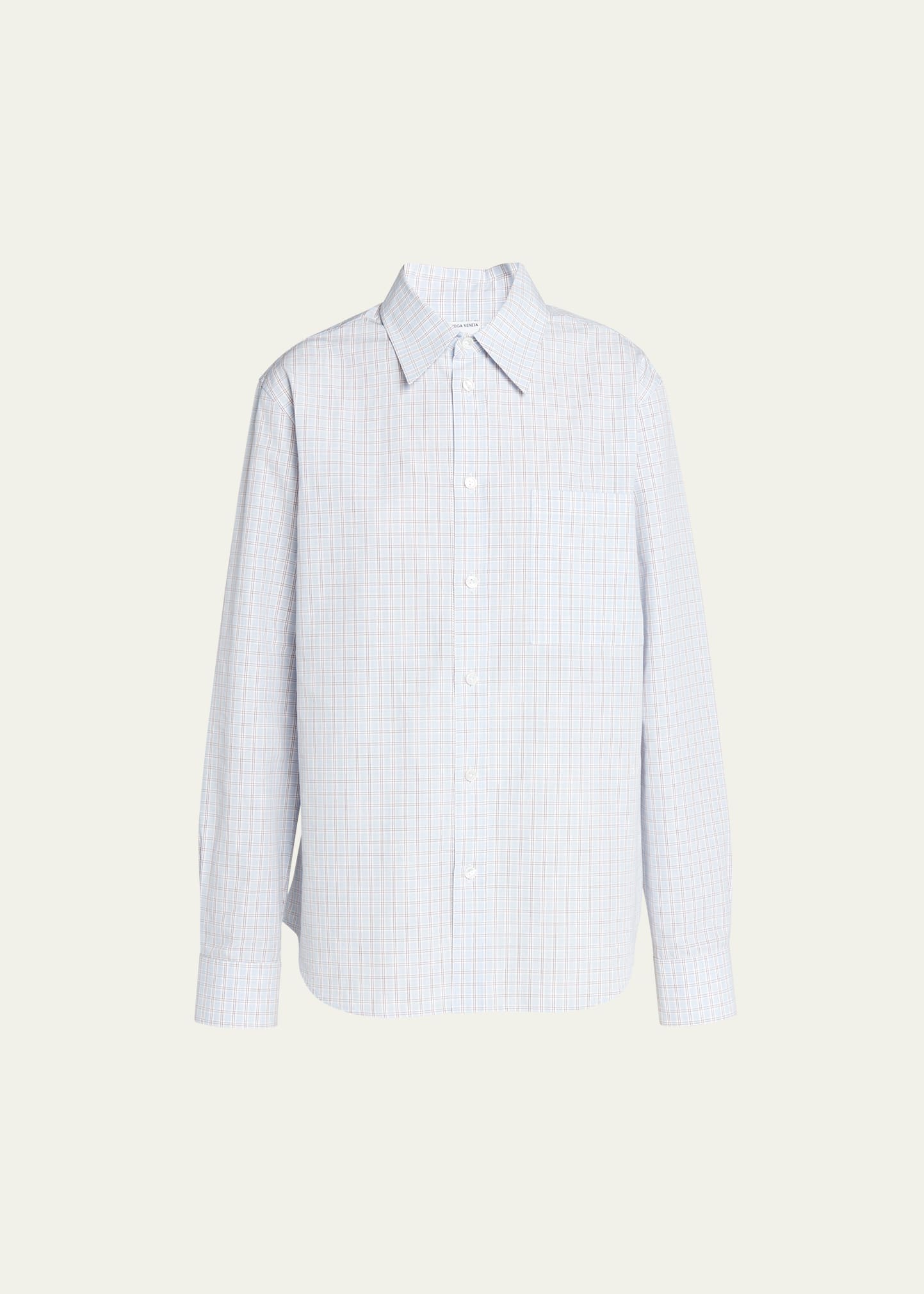 Bottega Veneta Woven Check Button Down Top In Dknvy/nero