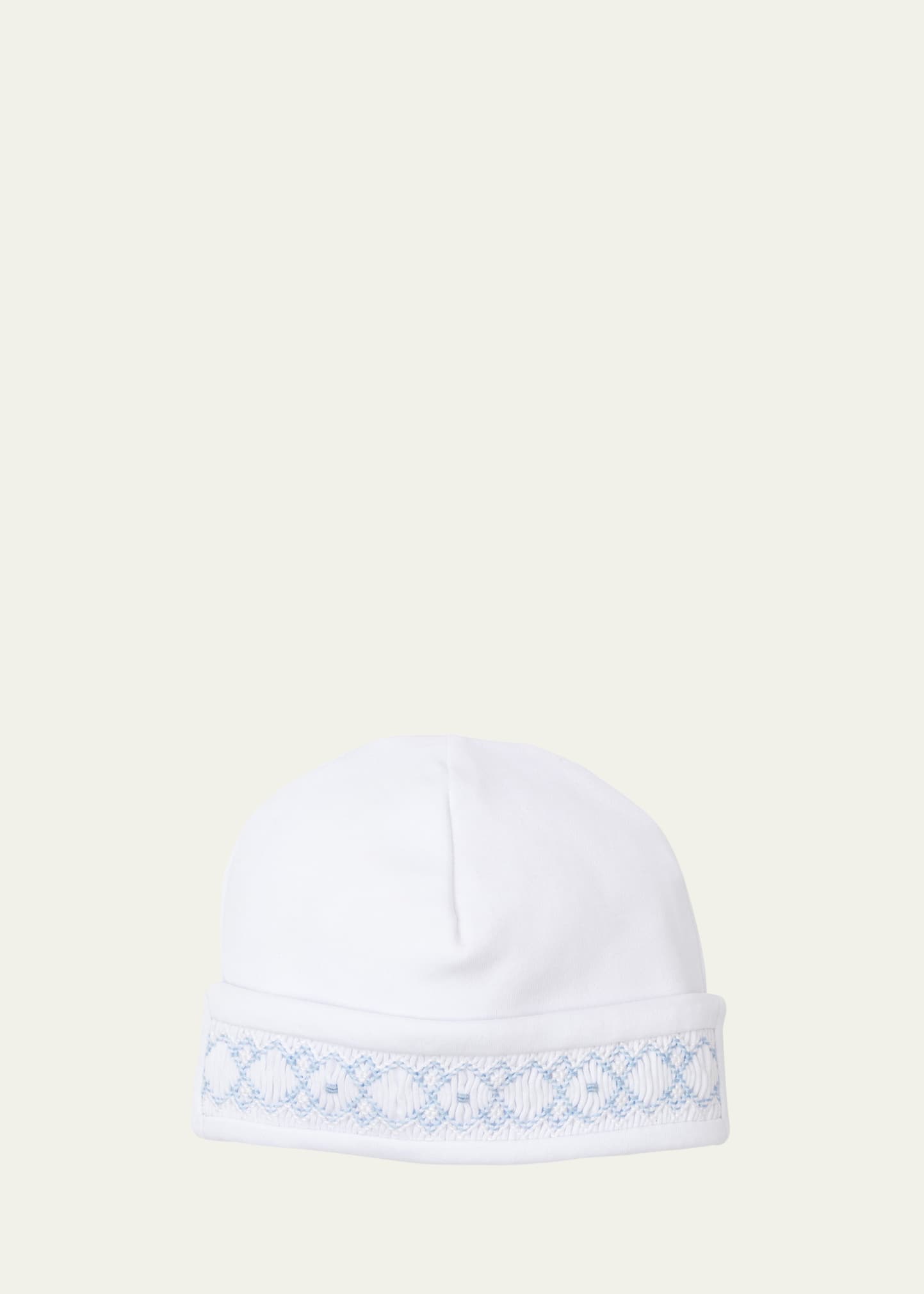 Kissy Kissy Kids' Boy's Hand-smocked Baby Hat In White/lt Blue