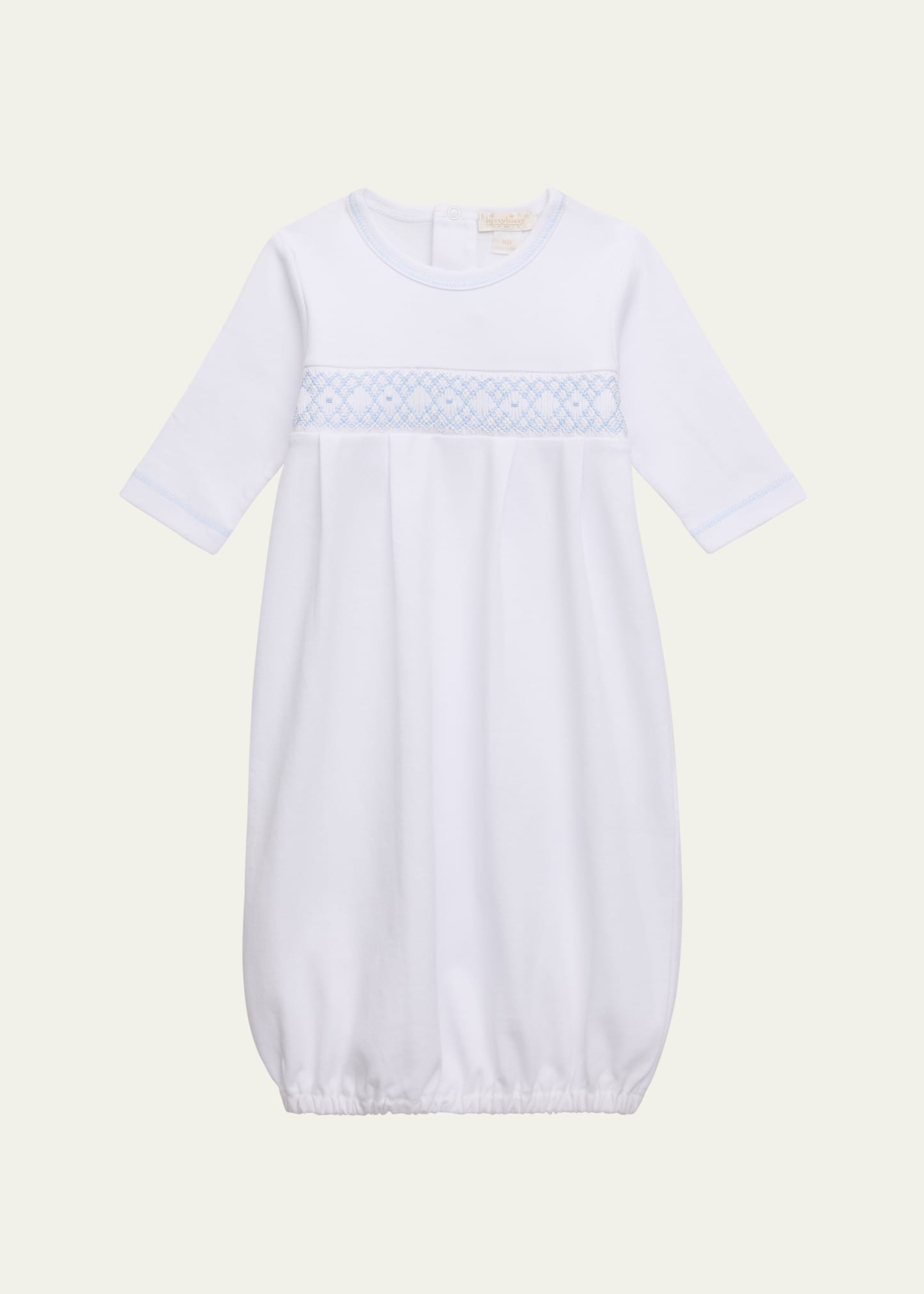 Kissy Kissy Kids' Girl's Hand-smocked Convertible Gown, Newborn In White/lt Blue