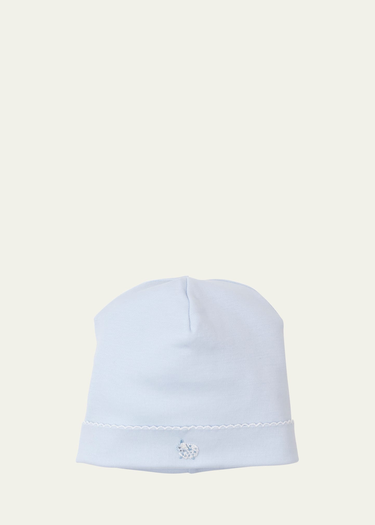 Kissy Kissy Kids' Boy's Fleecy Hand-embroidered Sheep Baby Hat In Light Blue
