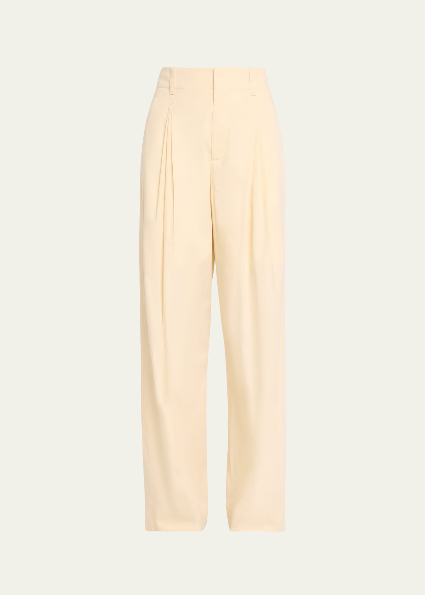 Shop Bottega Veneta High-rise Double Pleated Wide-leg Technical Cotton-silk Trousers In Helios
