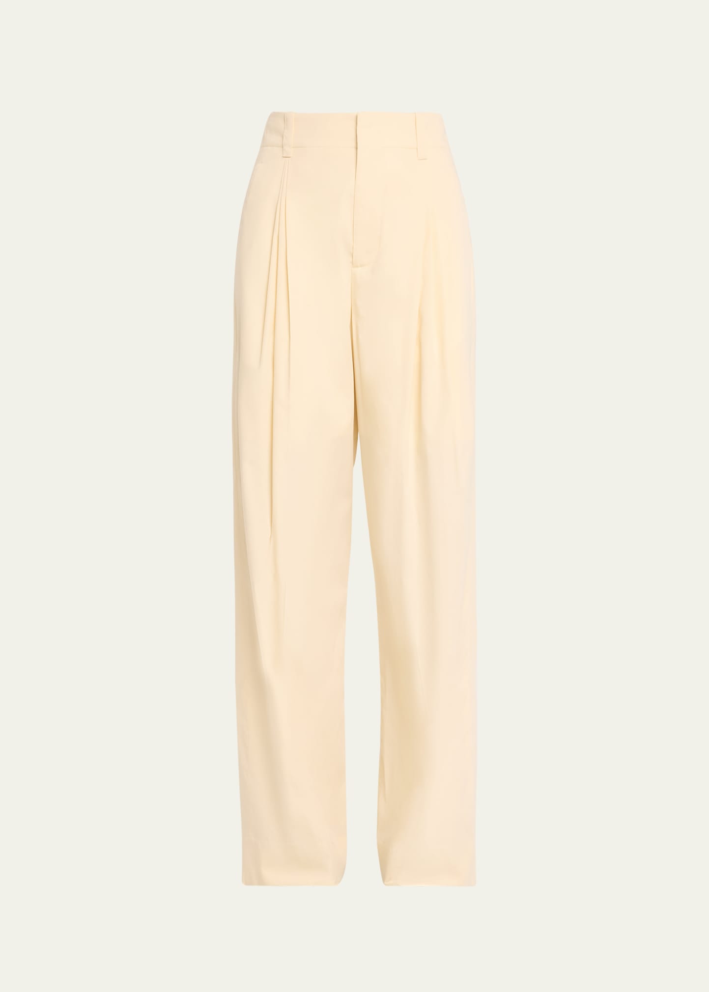 Bottega Veneta High-rise Double Pleated Wide-leg Technical Cotton-silk Trousers In Helios
