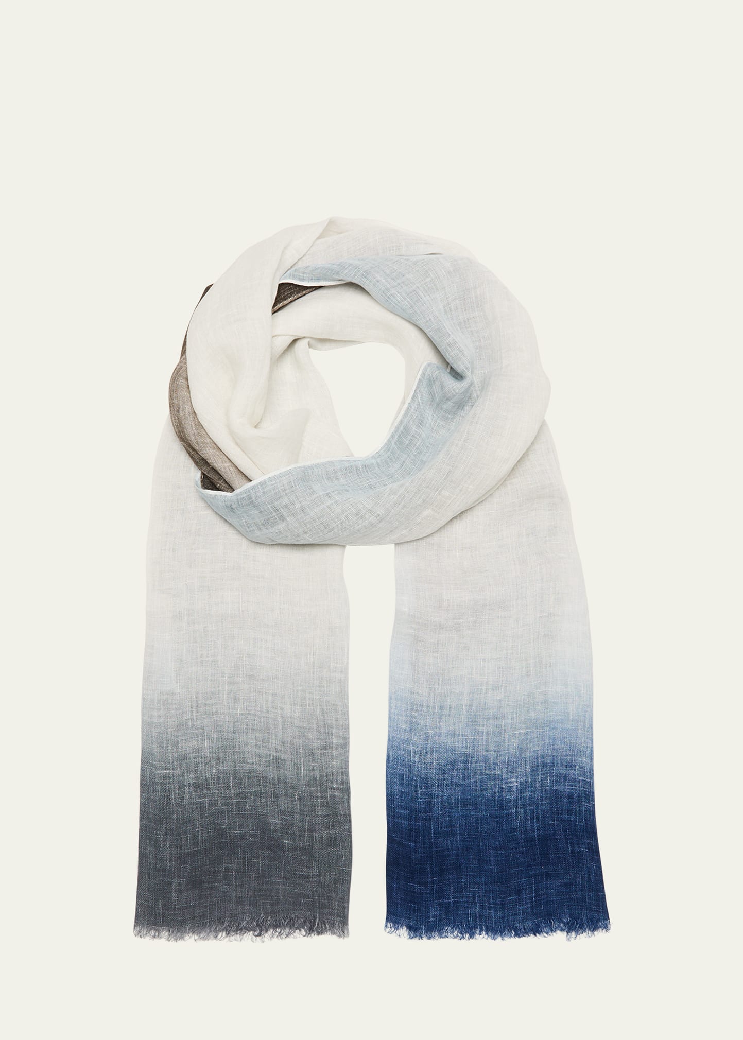 Shop Piacenza Men's Linen-flax Ombre Scarf In 1- Blue Brown Whi