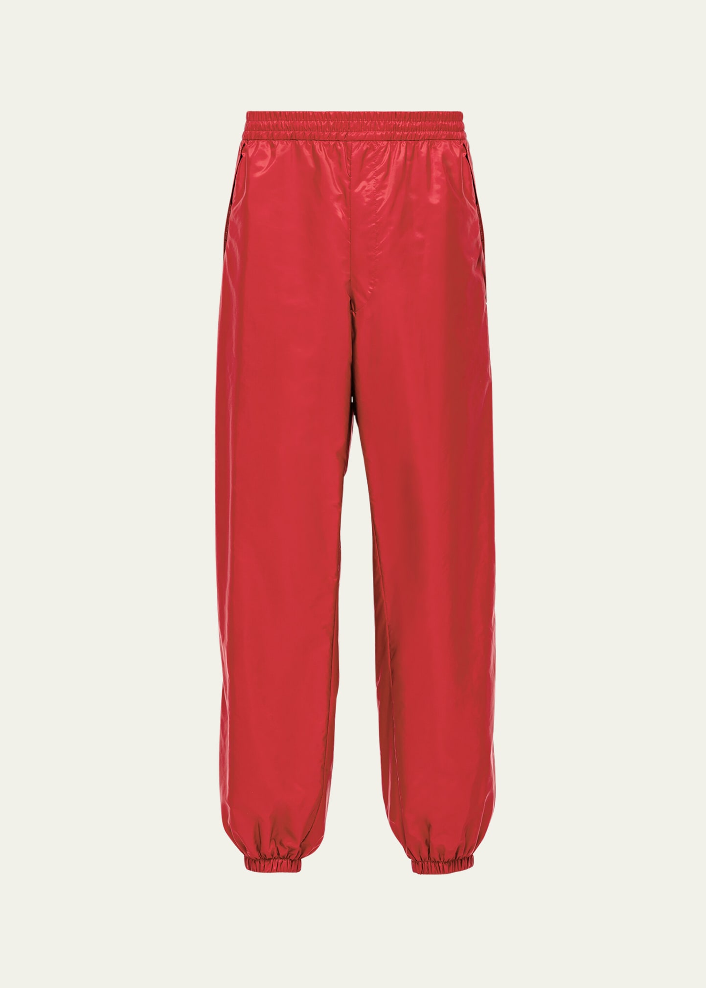Shop Prada Men's Wide-leg Re-nylon Pants In Rosso