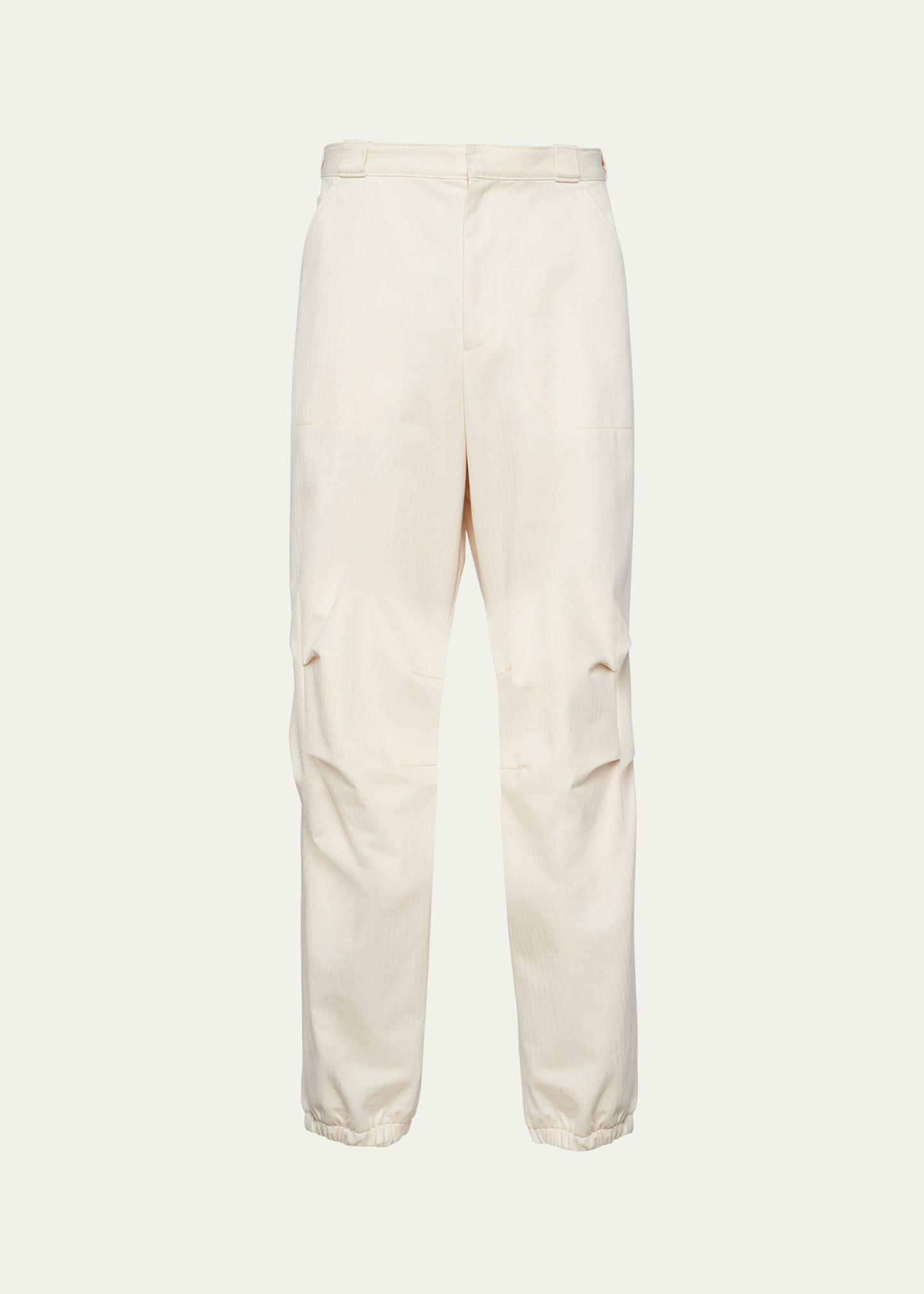 Shop Prada Men's Elasticized-hem Straight-leg Cotton Pants In Naturale