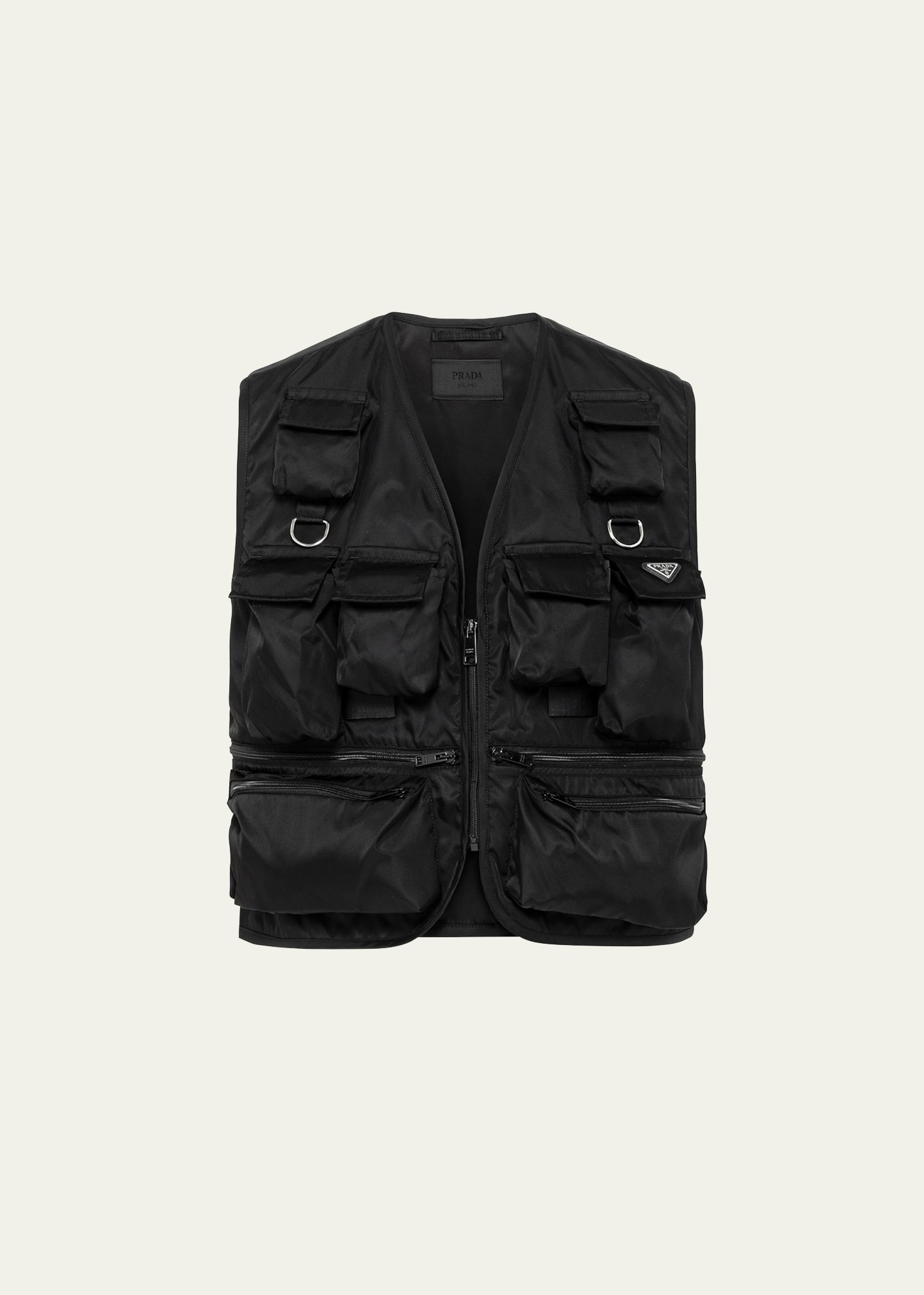 Shop Prada Men's Re-nylon Utility Vest In Nero