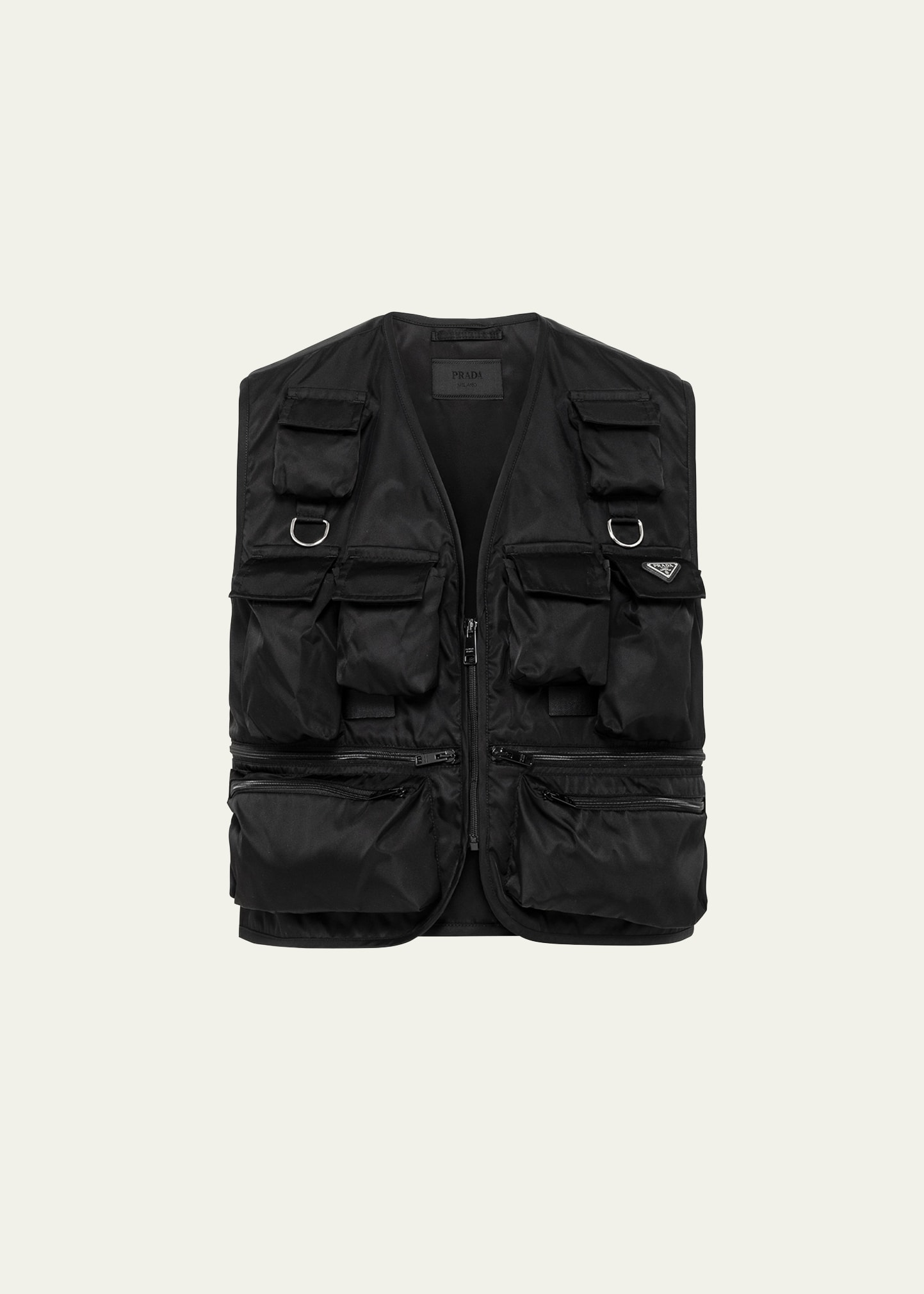 Prada Man Black Re-nylon Vest In Nero