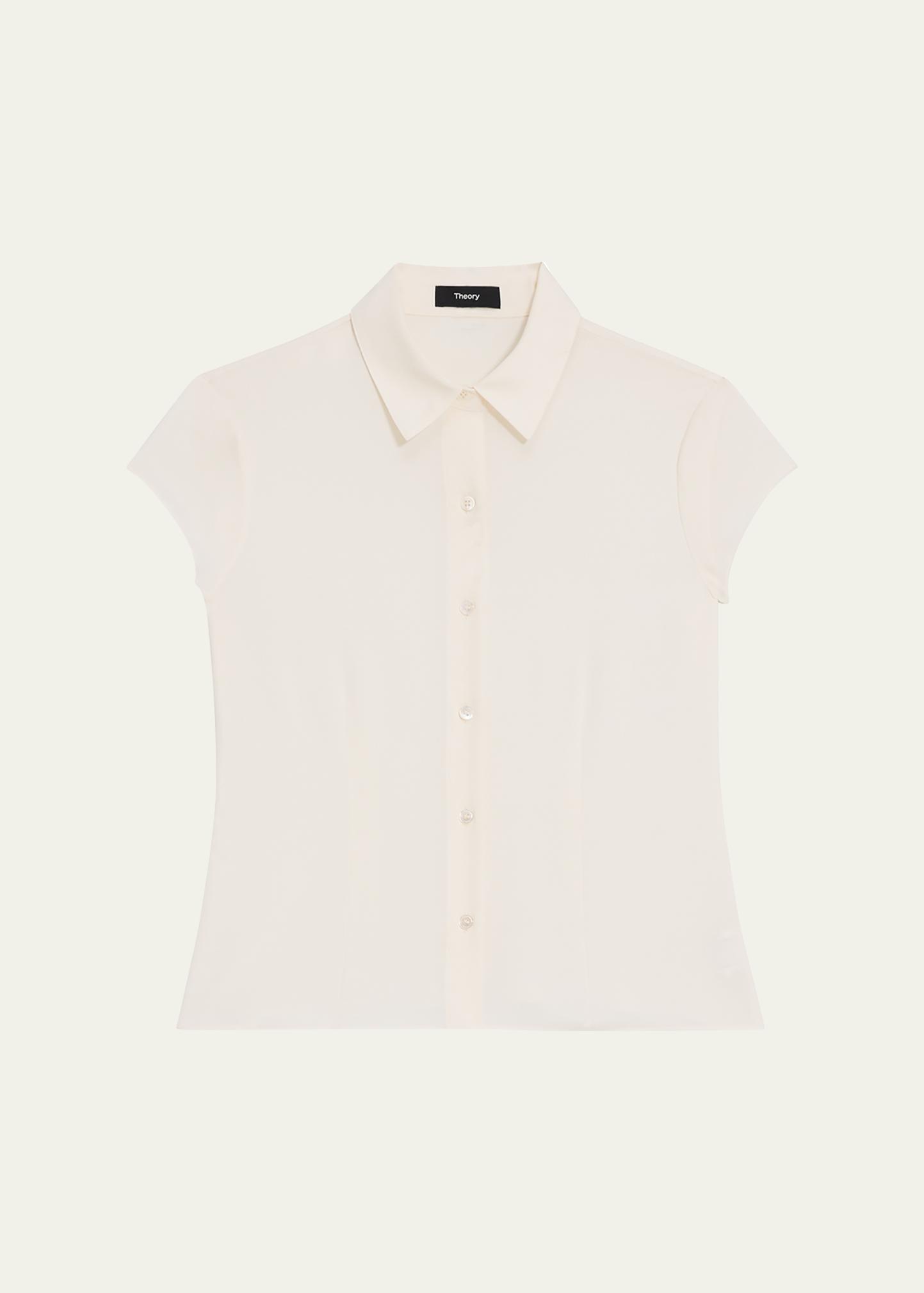 Cap-Sleeve Modern Silk Georgette Blouse