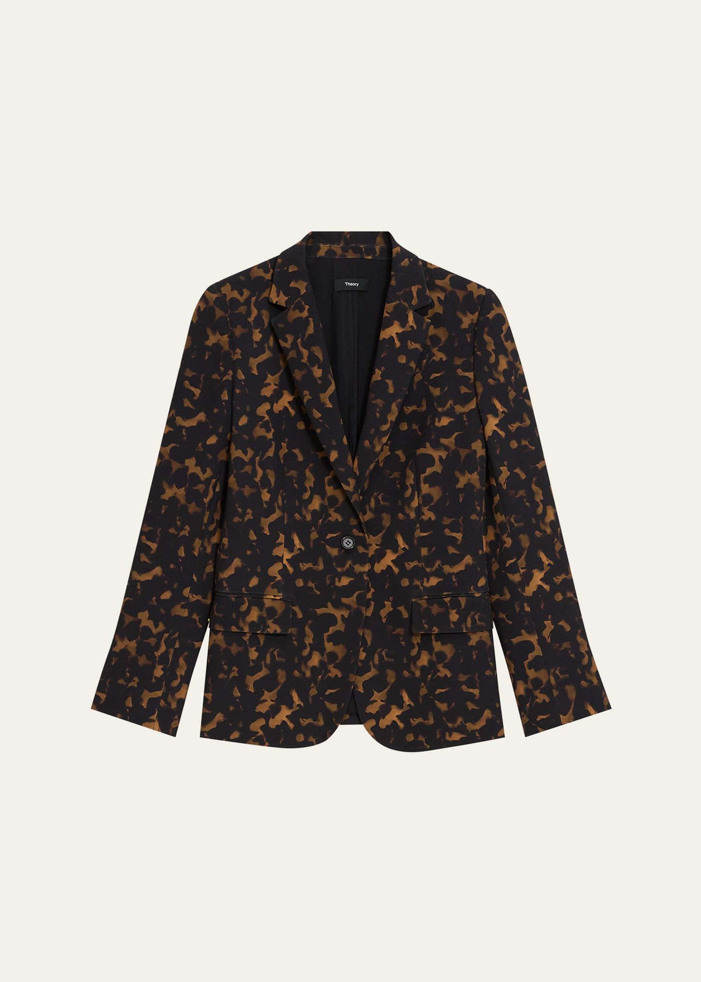 Theory Staple Tortoise-print Slim Crepe Blazer In Dk Br Mlt