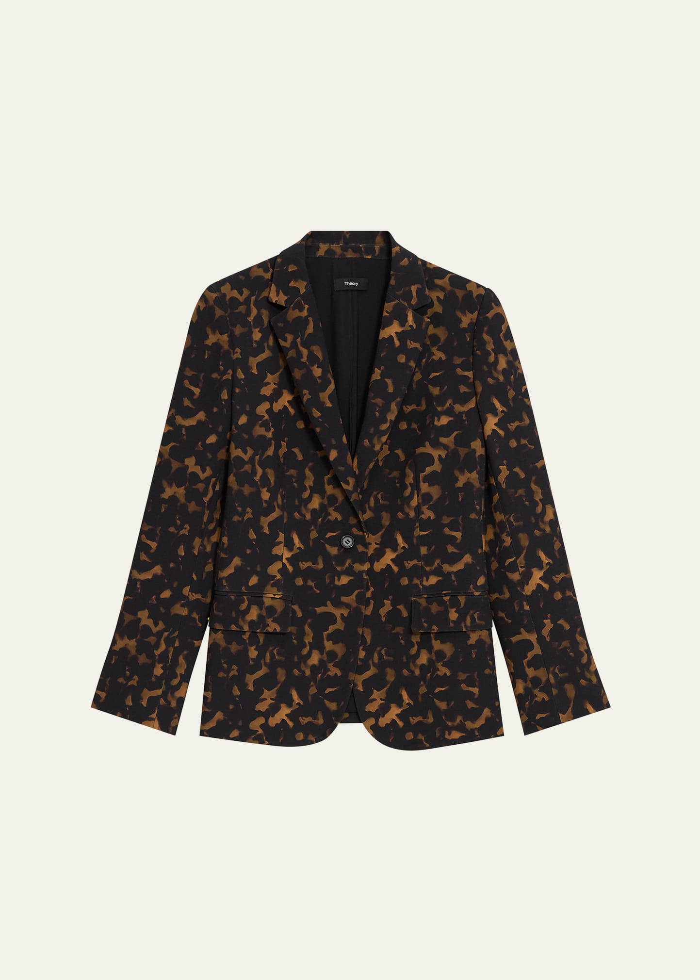 Shop Theory Staple Tortoise-print Slim Crepe Blazer In Dk Br Mlt