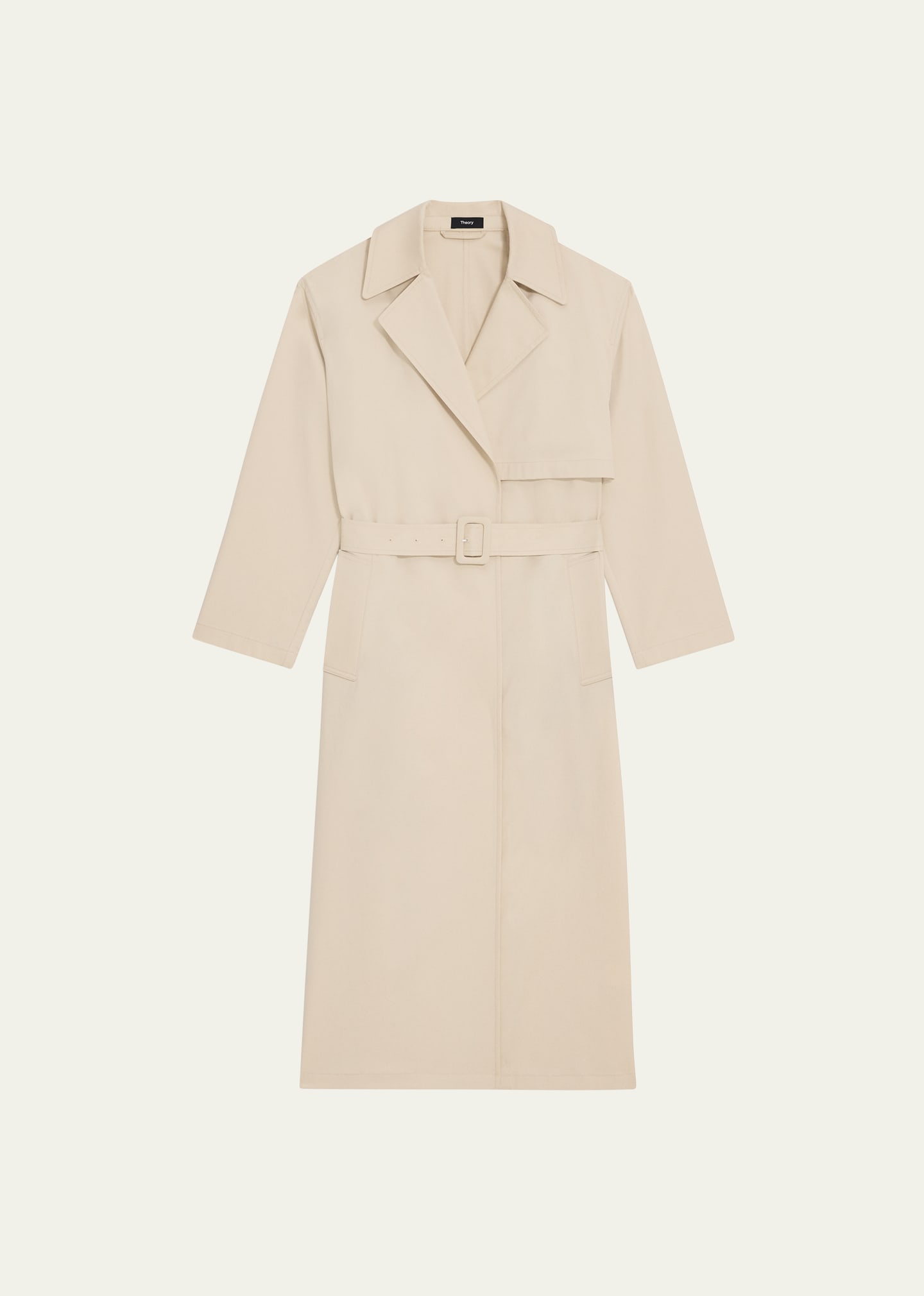 Shop Theory Single-breasted Wrap Trench Coat In Sand