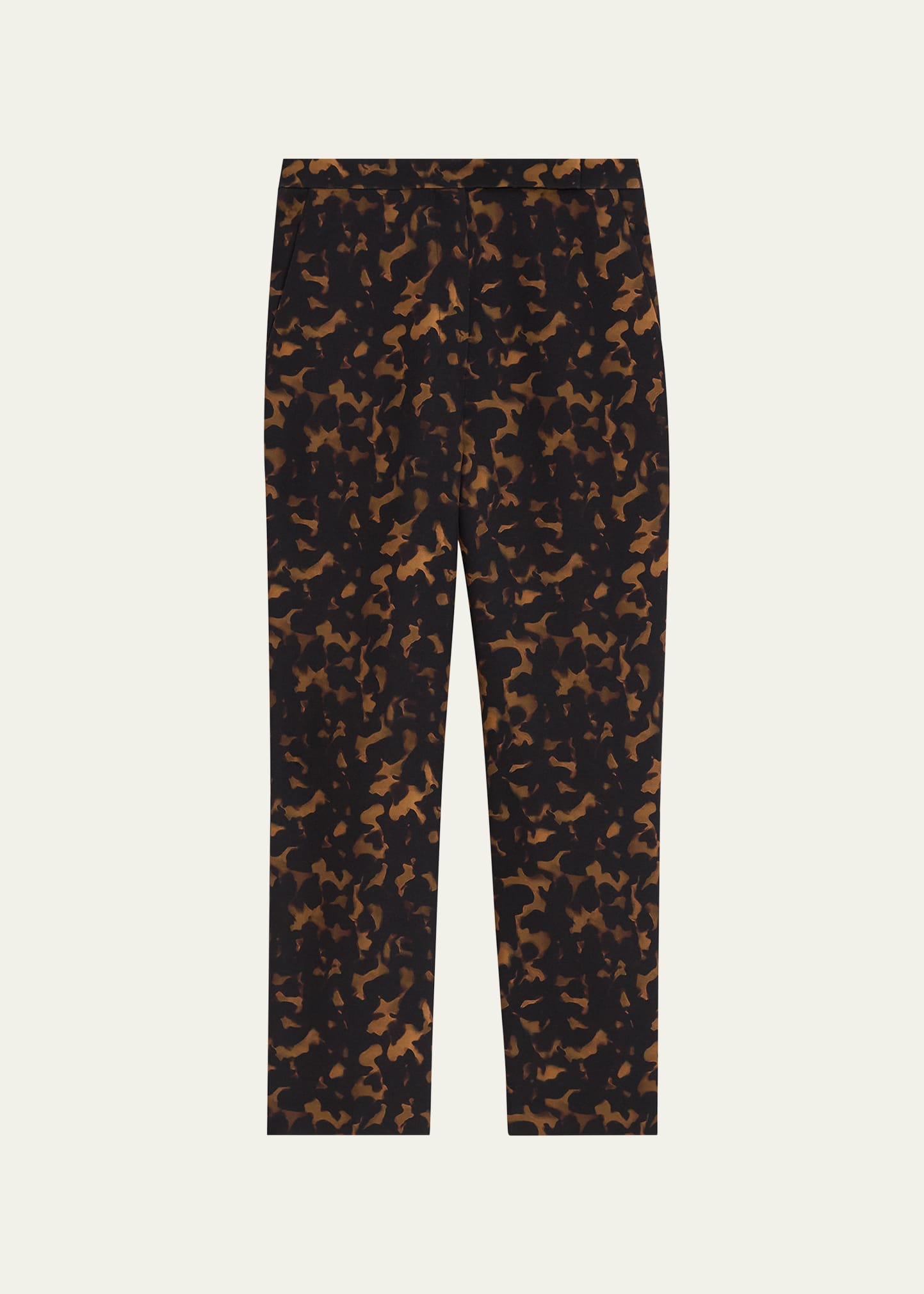 Theory High-waist Tortoise Crepe Slim Crop Pants In Dk Br Mlt
