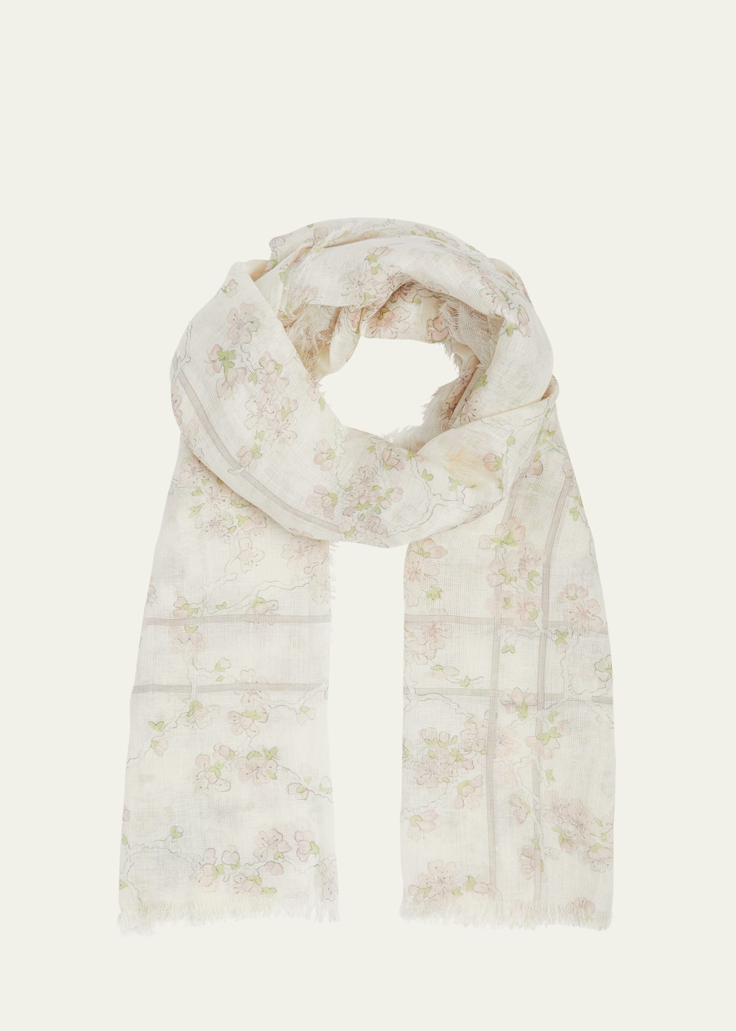 Loro Piana Cherry Blossom Linen & Silk Stole In Neutral