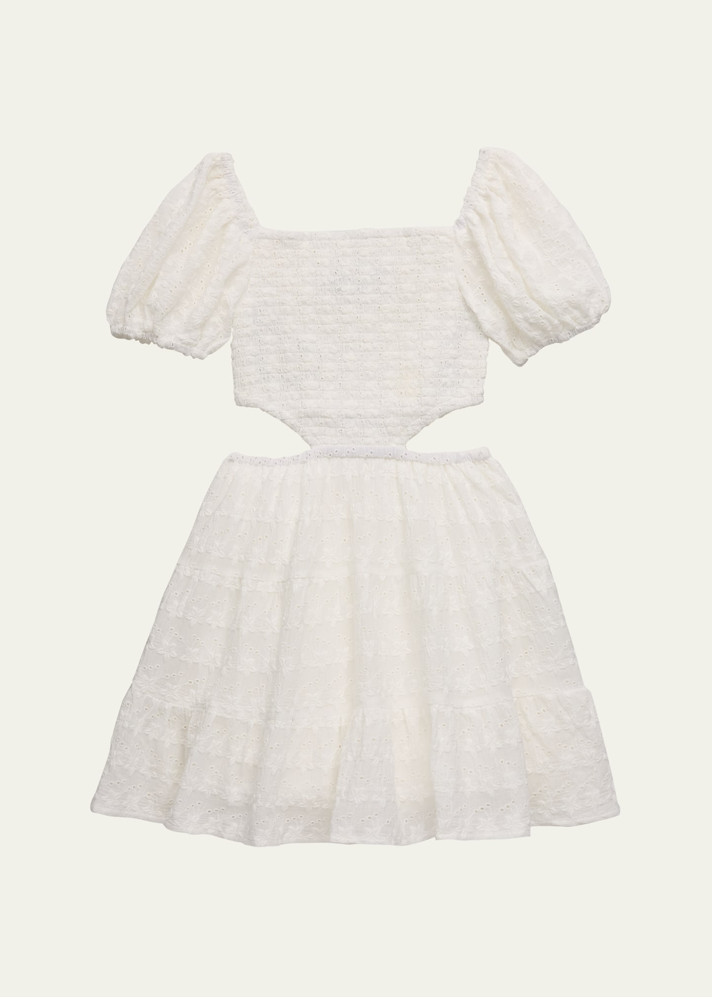 Shop Katiej Nyc Girl's Tween Embroidered Cotton Cutout Dress In White