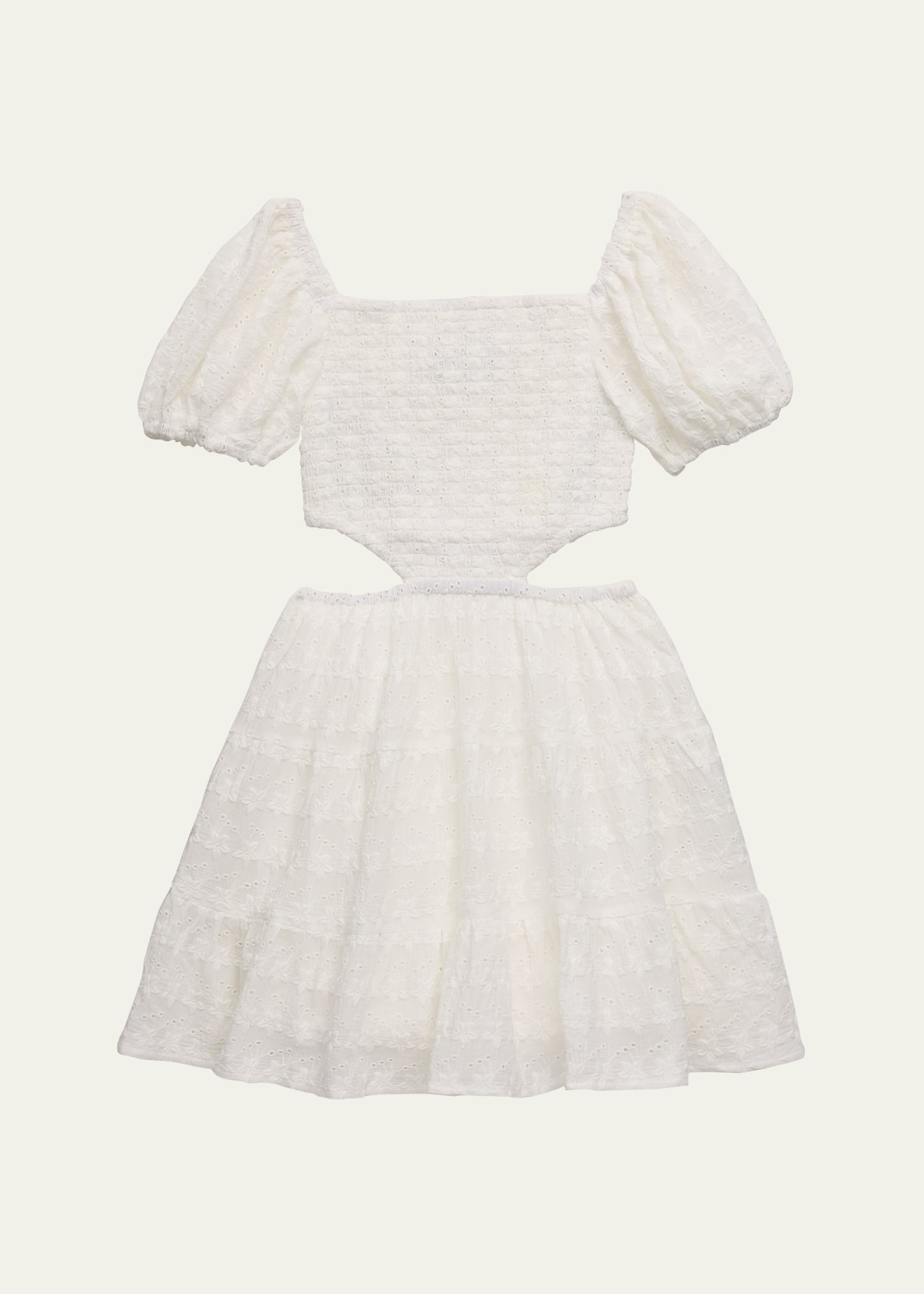 Katiej Nyc Girl's Tween Embroidered Cotton Cutout Dress In White