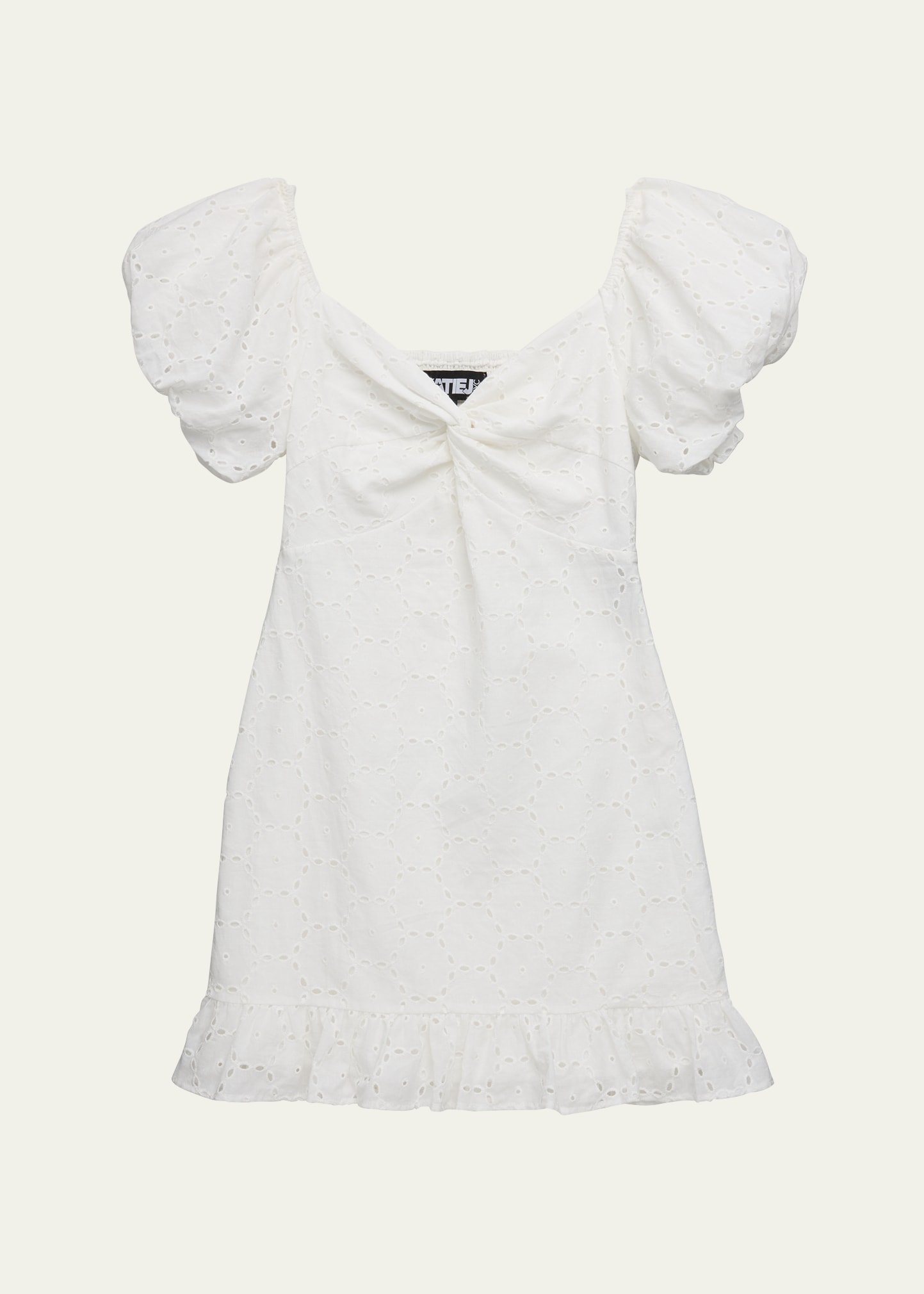 Shop Katiej Nyc Girl's Tween Phoebe Eyelet Twist-front Dress In White