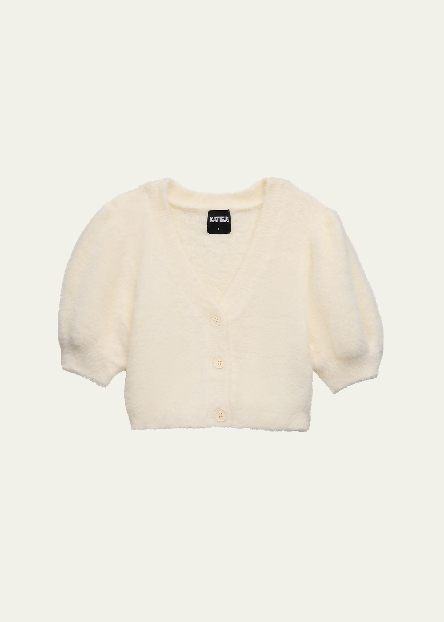 Katiej Nyc Kids' Girl's Mara Puff Sleeve Sweater Tween In White