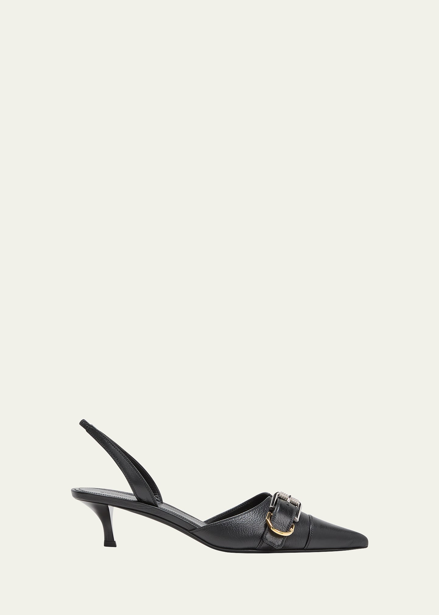 Givenchy Voyou Buckled Textured-leather Slingback Pumps In Black