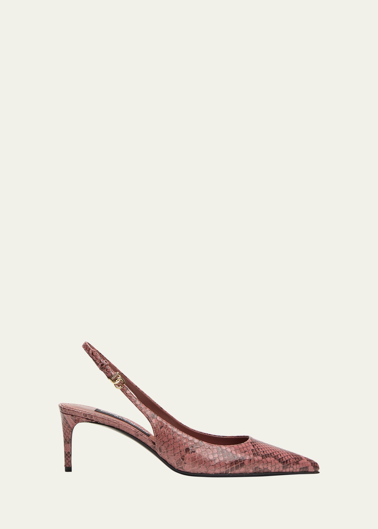 Dolce & Gabbana Python-embossed Leather Slingback Pumps In 8h415 Rosa Antico