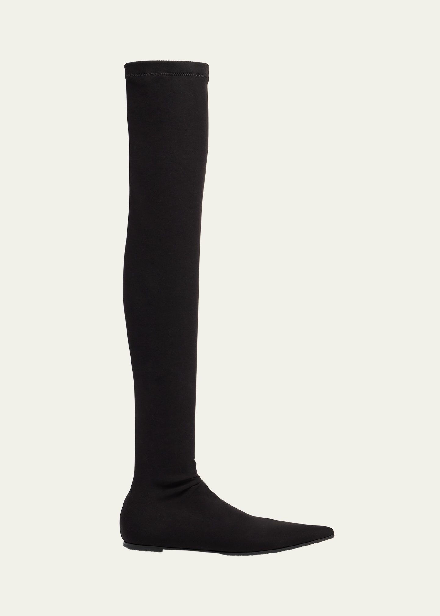 Dolce & Gabbana Pointed Toe Stretch Fabric Over-the-knee Boots In Black