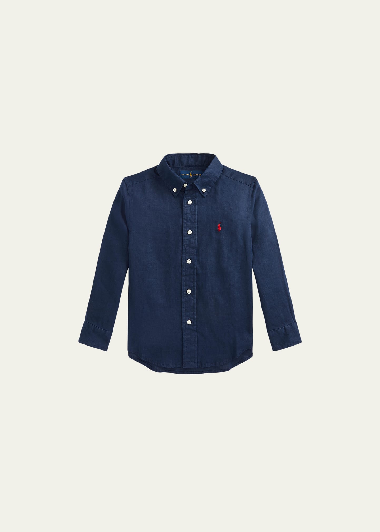Ralph Lauren Kids' Boy's Linen Long-sleeve Button-front Shirt In Newport Navy